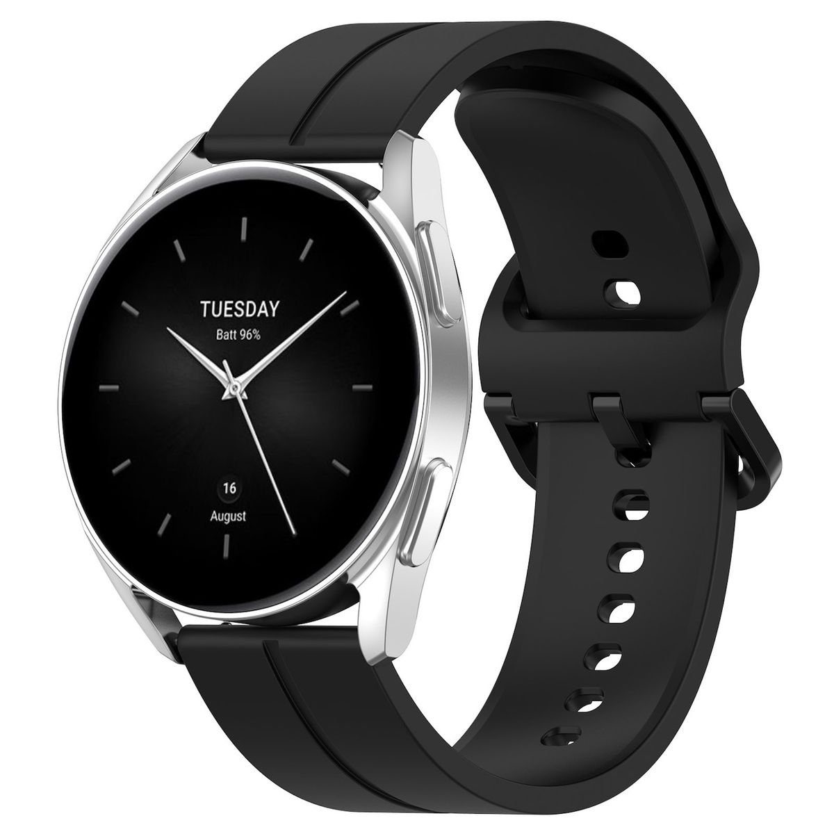Wigento Smartwatch-Armband Für Xiaomi Watch 2 Pro hochwertiges Silikon Ersatz Armband Schwarz