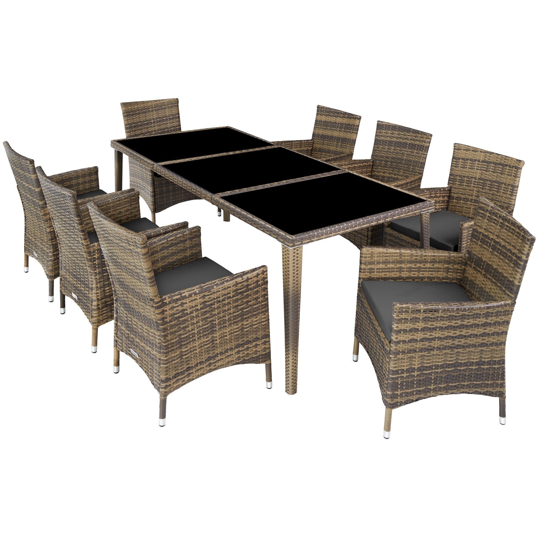 Sitzgruppe Monaco, (Set, tectake natur 9-tlg)