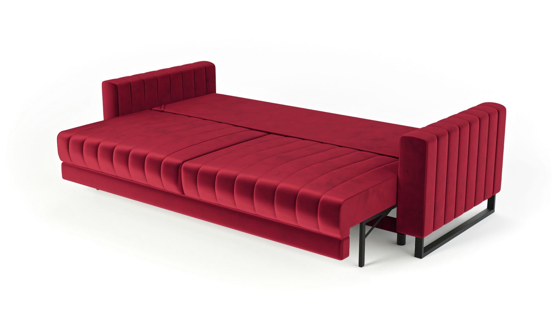 3-Sitzer 3 Schlaffunktion - - Sofa Mono Sofa 3-Sitzer modernes Sofa Dreisitzer mit Elegantes - Bettzeugbehälter Siblo Rot