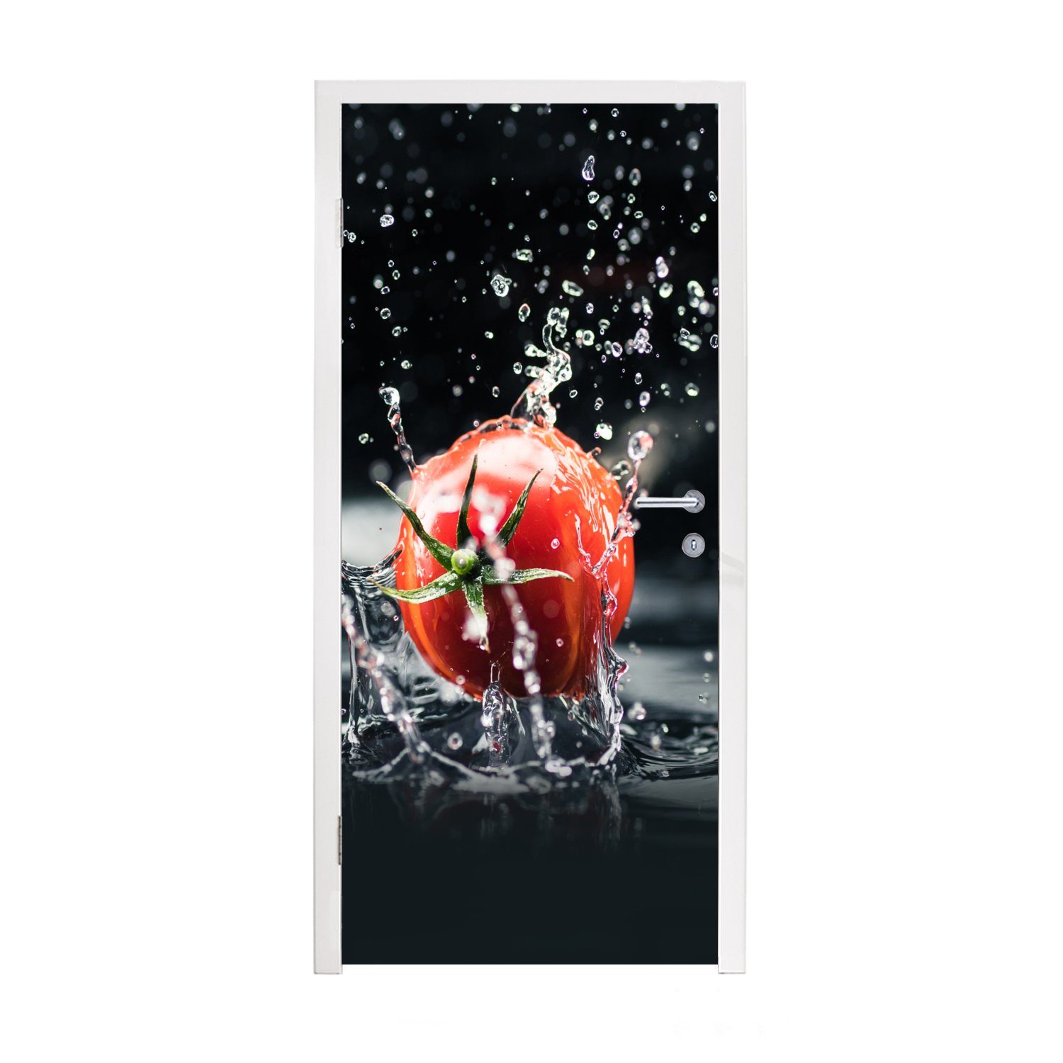 MuchoWow Türtapete Tomate - Gemüse - Stilleben - Wasser - Rot, Matt, bedruckt, (1 St), Fototapete für Tür, Türaufkleber, 75x205 cm