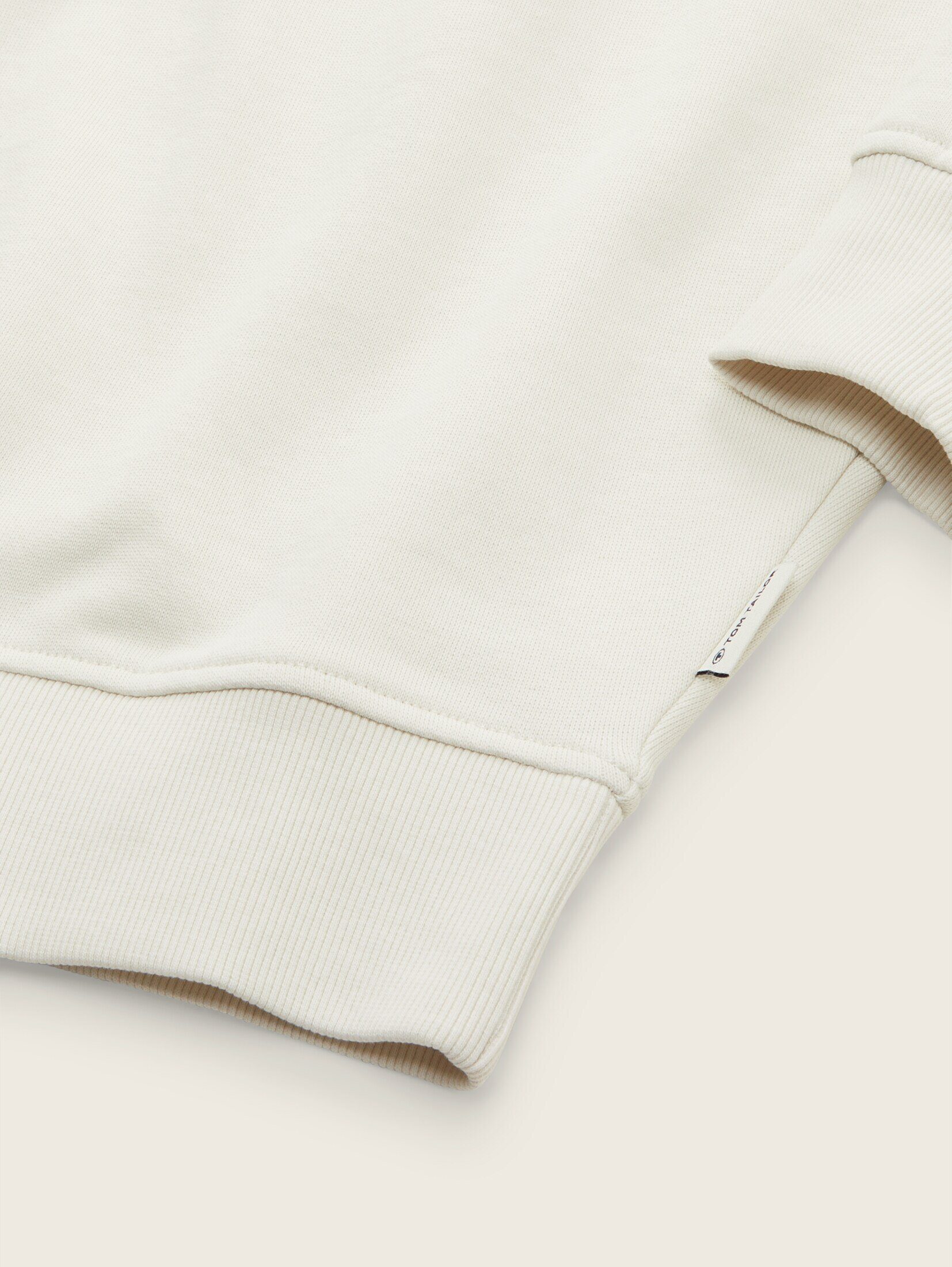 Bio-Baumwolle TOM TAILOR greyish Sweatshirt Hoodie mit white Oversized
