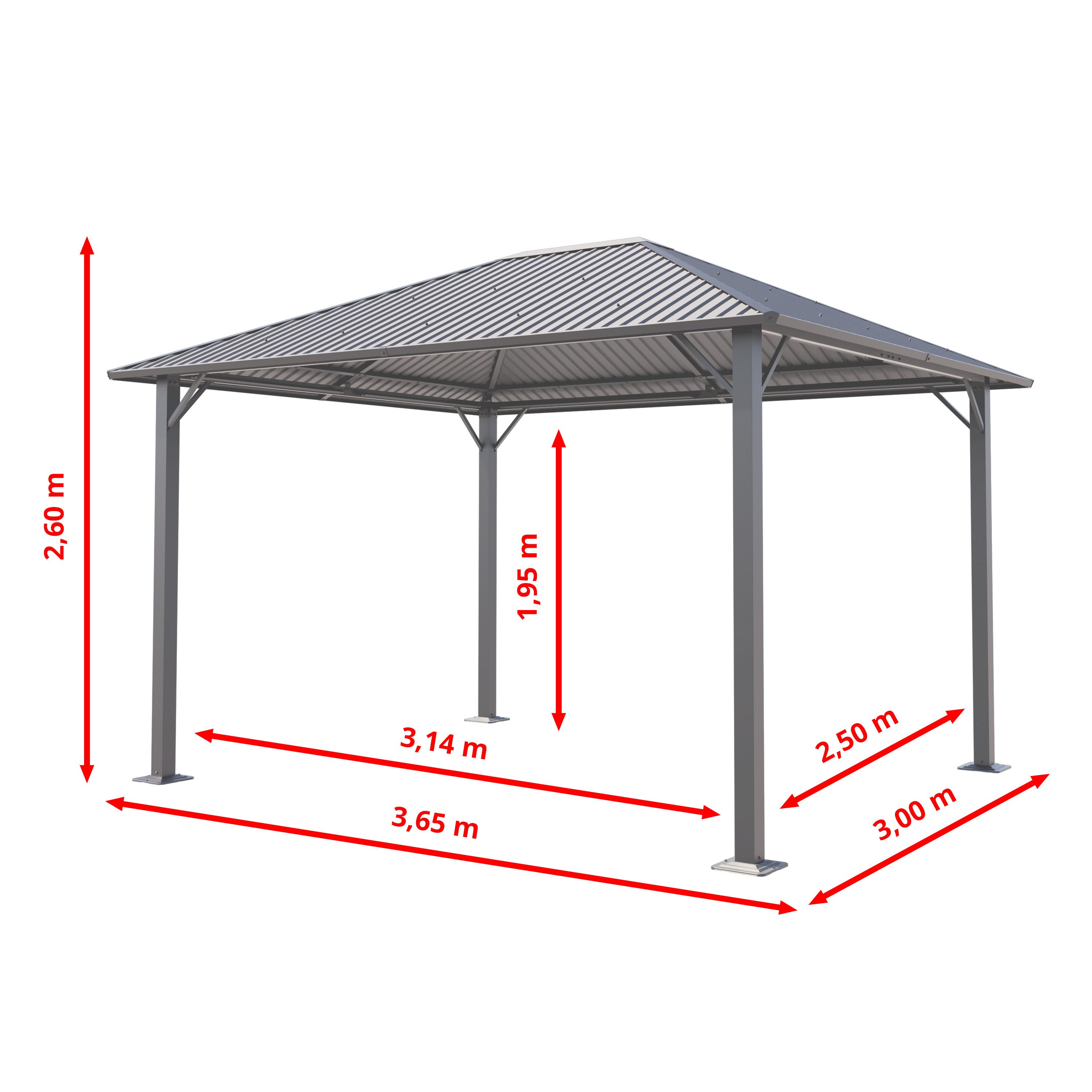 TOOLPORT Pavillon Gartenpavillon 3x3,65 m Moonlight Superior grau, mit 4 Se günstig online kaufen