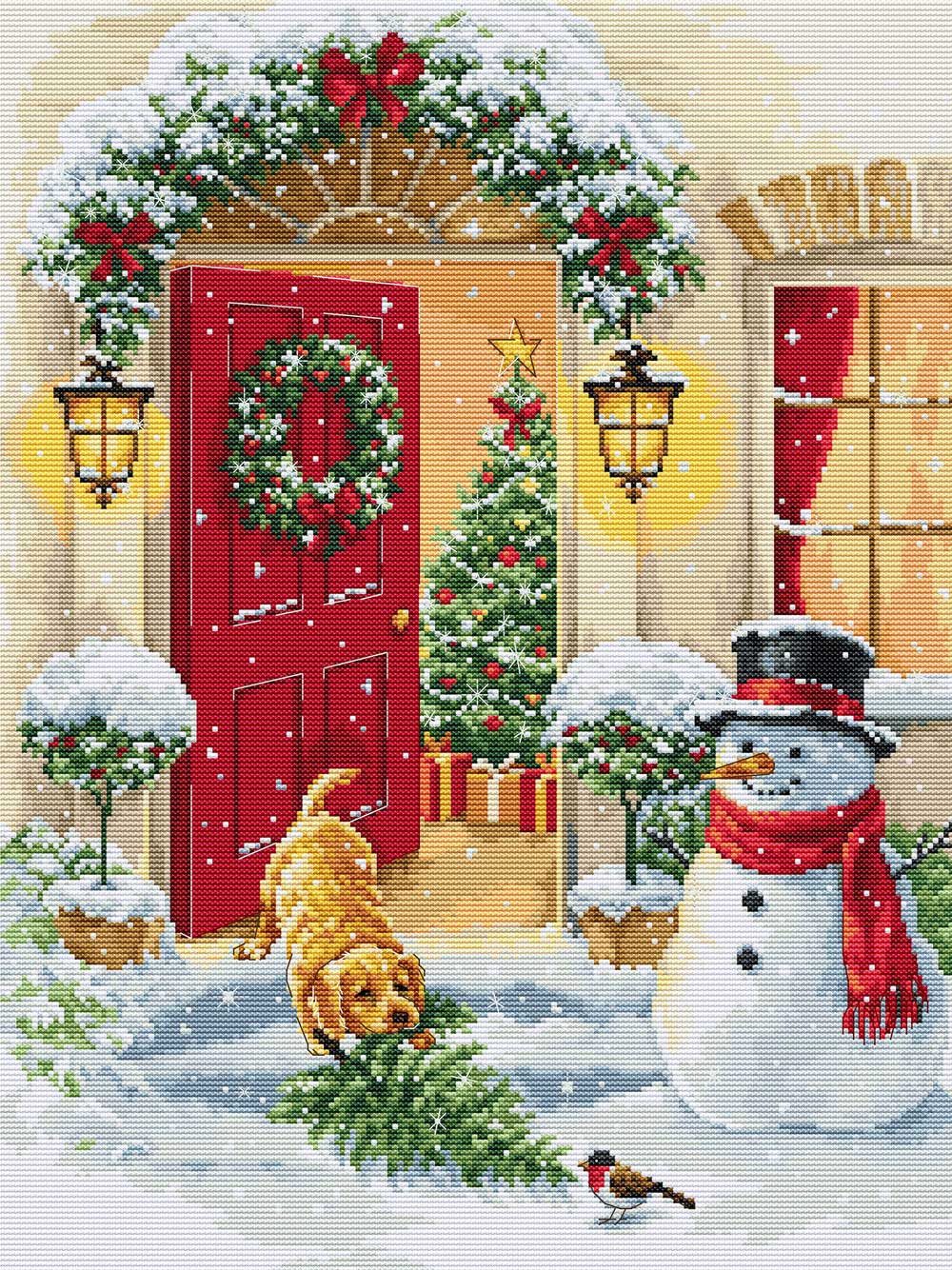 Luca-S Kreativset Luca-S Kreuzstich Stickpackung "Welpenfreude", Zählmuster, 29x38cm, (embroidery kit by Marussia)