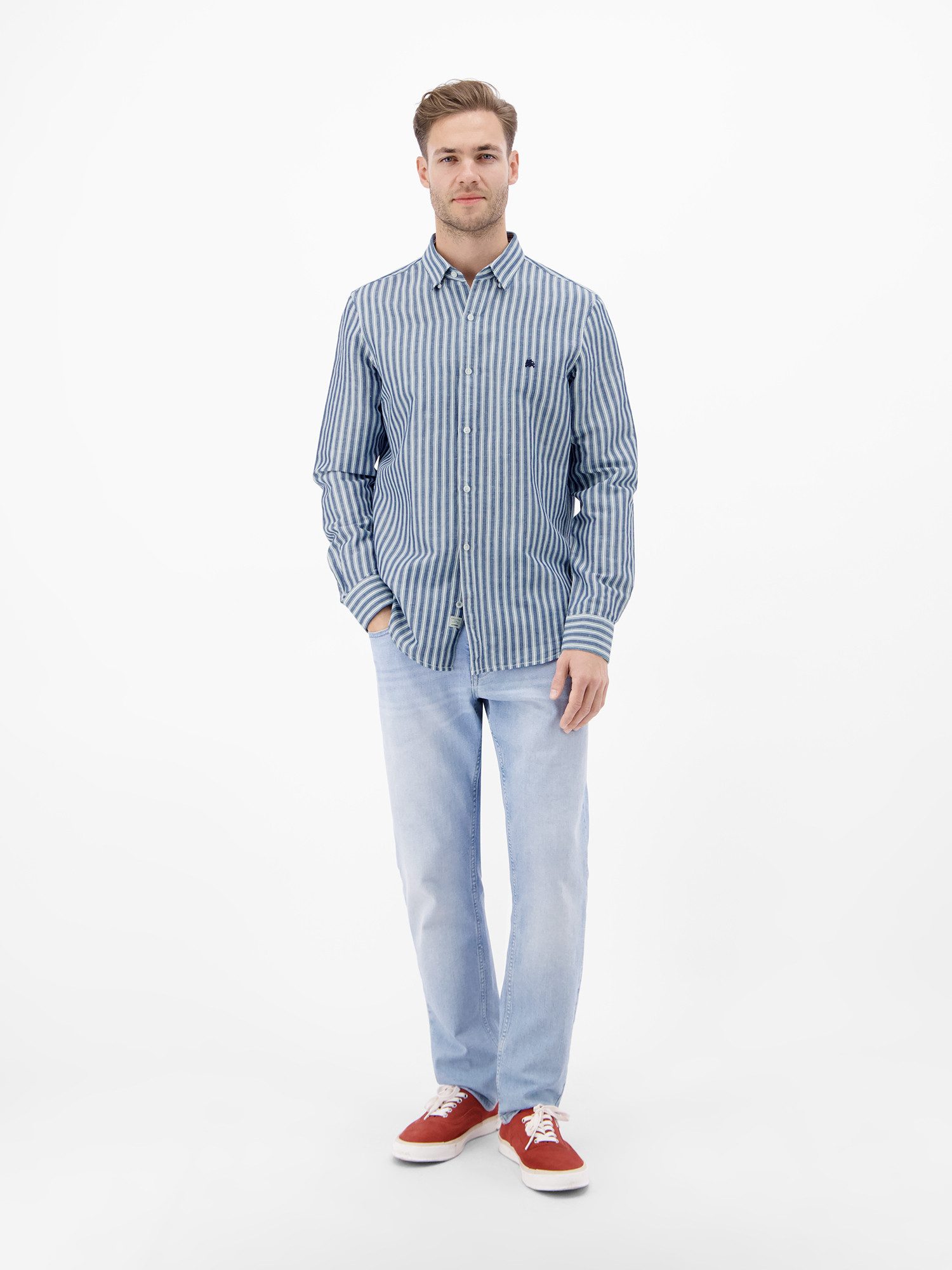 LERROS Leinenhemd Gestreiftes Langarmhemd aus Leinen-Baumwoll-Mix Gestreift, 55% Leinen, 45% Baumwolle, Button‑down, 2‑Knopf – Bild 5 von 5