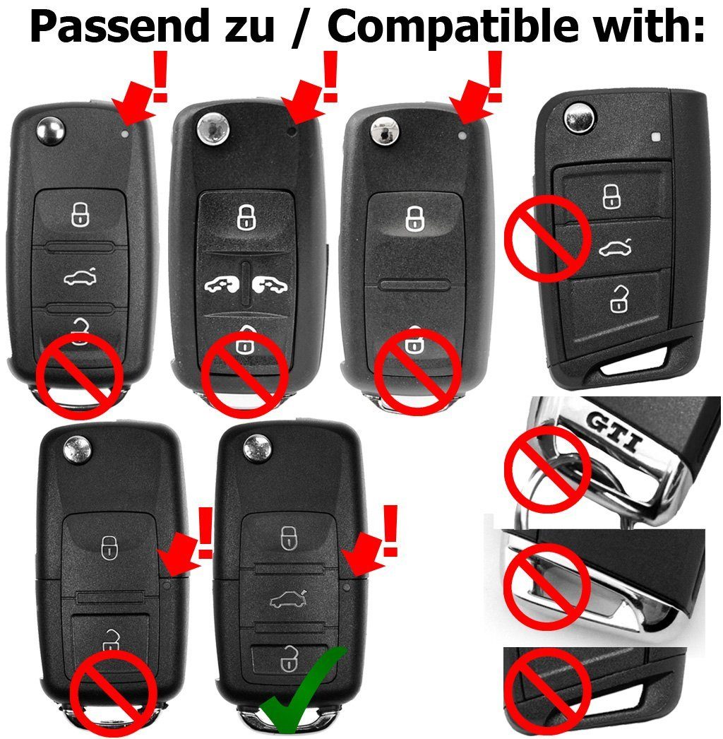 11/2009 Klappschlüssel 3 Seat bis Tasten Schwarz, VW Autoschlüssel für mt-key Schlüsseltasche Skoda Schutzhülle Silikon Softcase