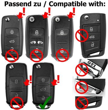 mt-key 2x Auto Schlüssel 3 Tasten Set + 2X Rohling HAA + 2X passende CR2032 Knopfzelle, CR2032 (3 V), für VW SEAT SKODA Funk Fernbedienung