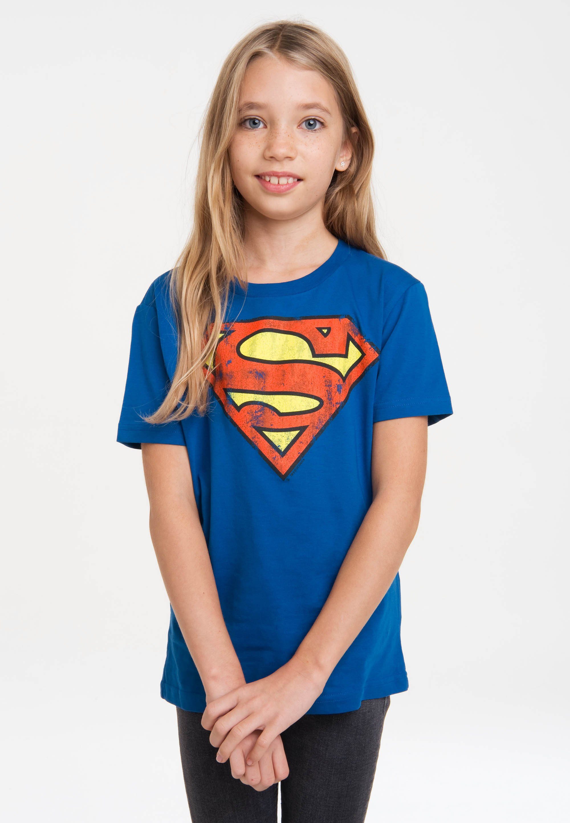 LOGOSHIRT T-Shirt DC Comics – Superman mit lizenziertem Print blau