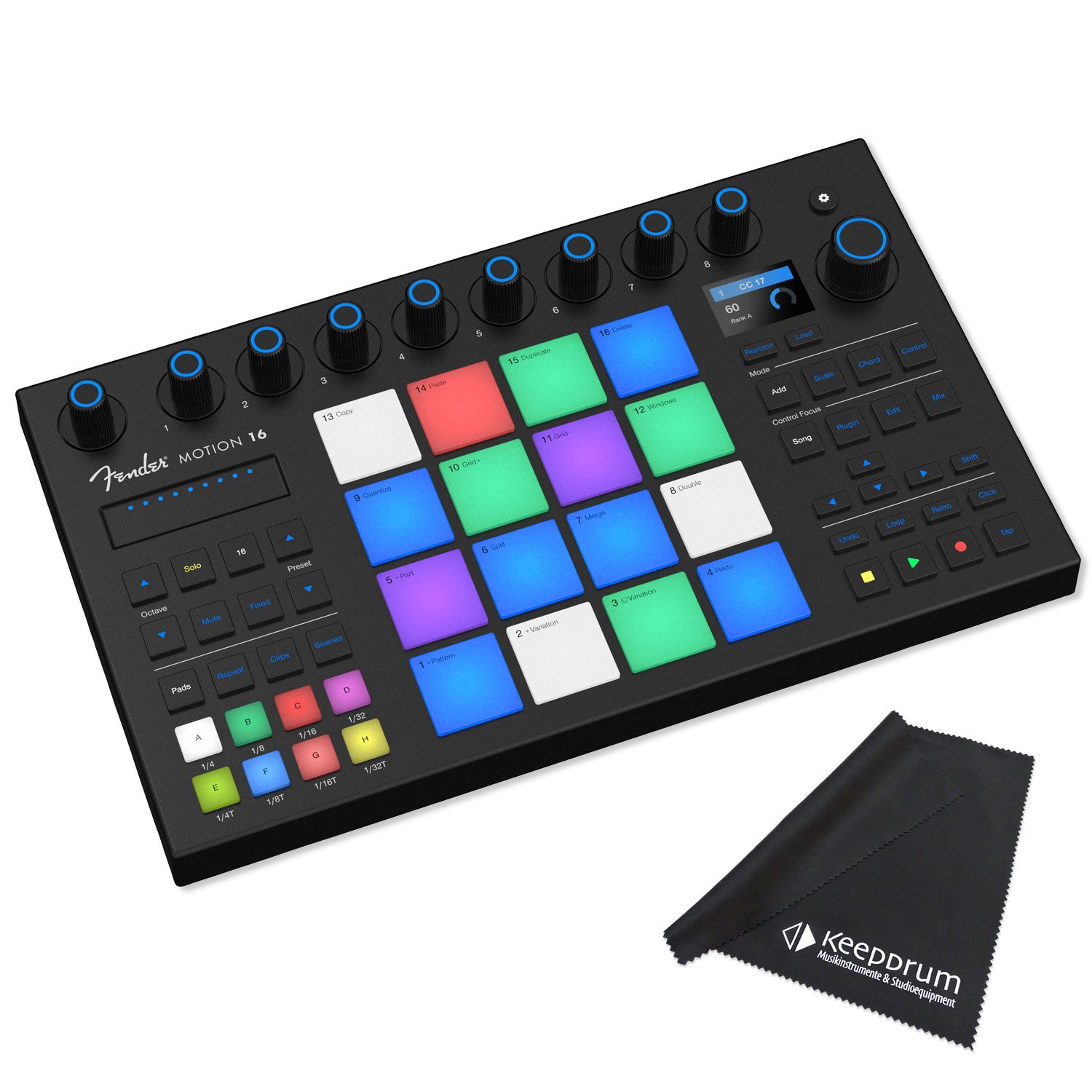 Fender Fender Studio Performance-Controller Motion 16 mit Tuch Digitales Aufnahmegerät (Vorteils-Set mit Mikrofasertuch)