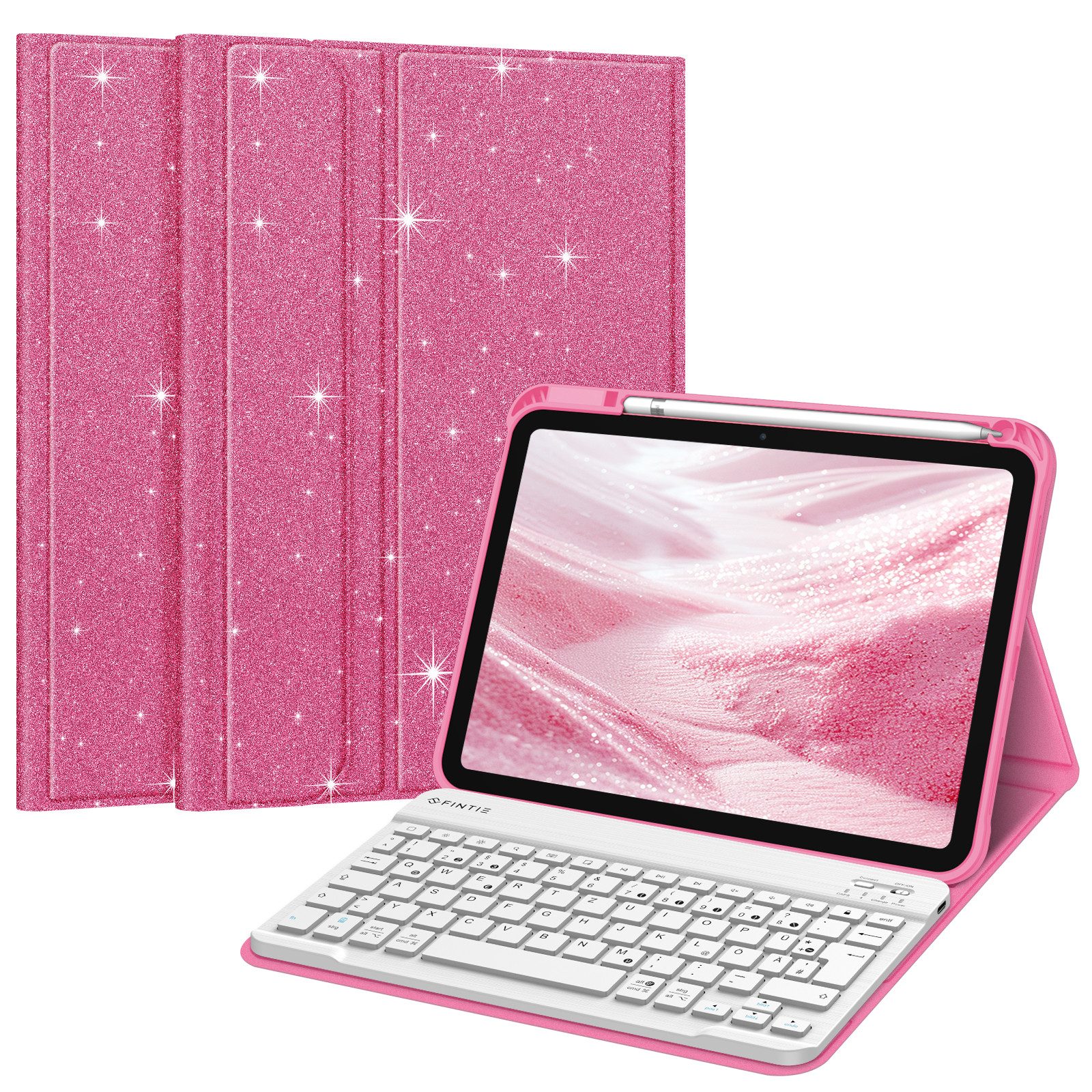 Fintie für iPad 11. Generation 11" 2025(A16), iPad 10. Generation 2022 10.9" Apple-Tastatur (Case mit Pencil Halter, magnetisch Abnehmbarer Tastatur(QWERTZ Layout)