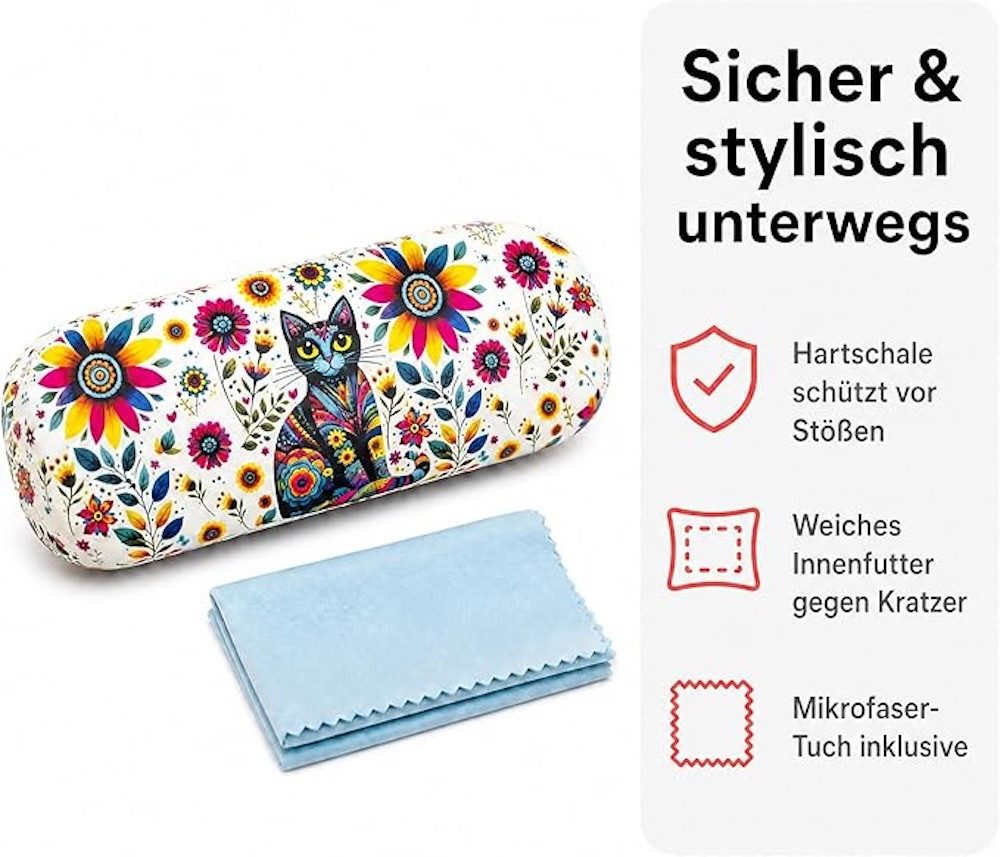 LK Trend & Style Brillenetui mit Pop-Art Katzenmotiv, zauberhaftes Motiv, das Etui ist leicht und widerstandsfähig