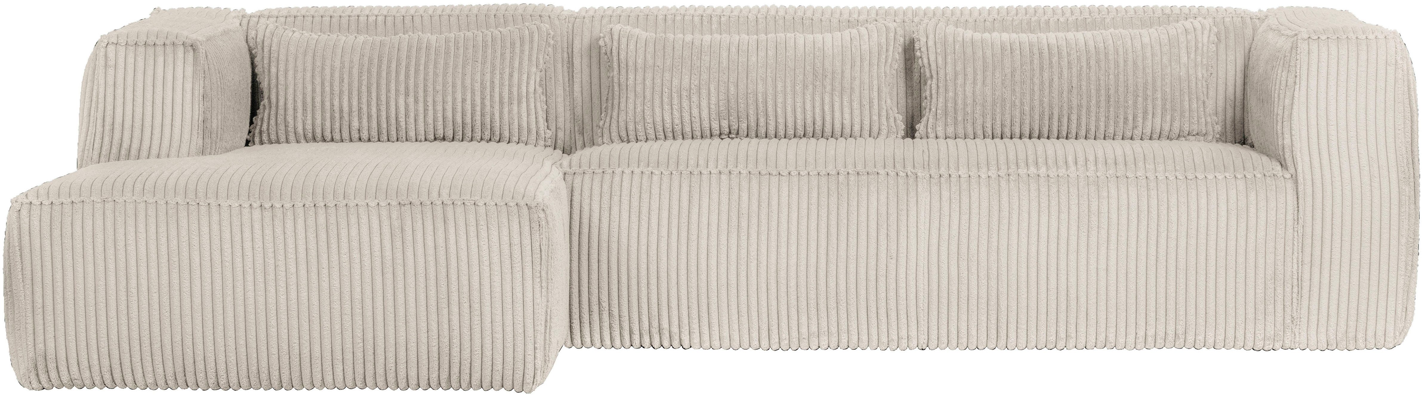 WOOOD Ecksofa Bean Bezug Links mit hoher Sitzkomfort, H 73 x B 305 x T 96/175 cm, Ripsstoff, Tragkraft 400 kg, Gute Verschleißfestigkeit, pflegeleicht