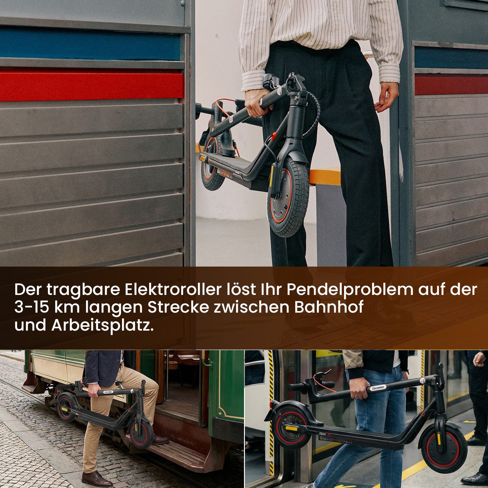 iscooter E-Scooter mit Straßenzulassung 10 Zoll Luftreifen,500W, (1 tlg), Nehmen Sie es mit ins Büro, in die U-Bahn usw – Bild 5 von 5