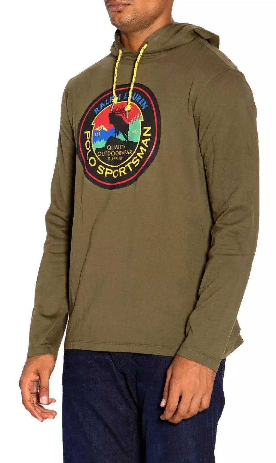 Polo Ralph Lauren Langarmshirt Herren Kapuzen Sweatshirt Shirt mit Sportsman-Logo Kordelzug an der Kapuze, langer Ärmel,Klassische Passform
