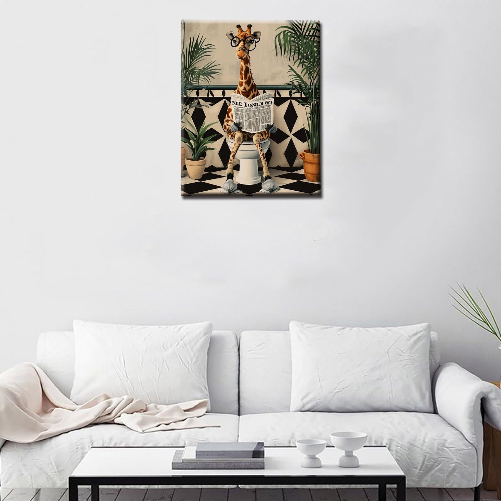 FOUORTUNATE-BEE Malen nach Zahlen DIY Malen nach Zahlen Erwachsene Giraffe WC Motiv Leinwand, Acrylmalerei Set 40x50cm Entspannung Deko Geschenk Idee