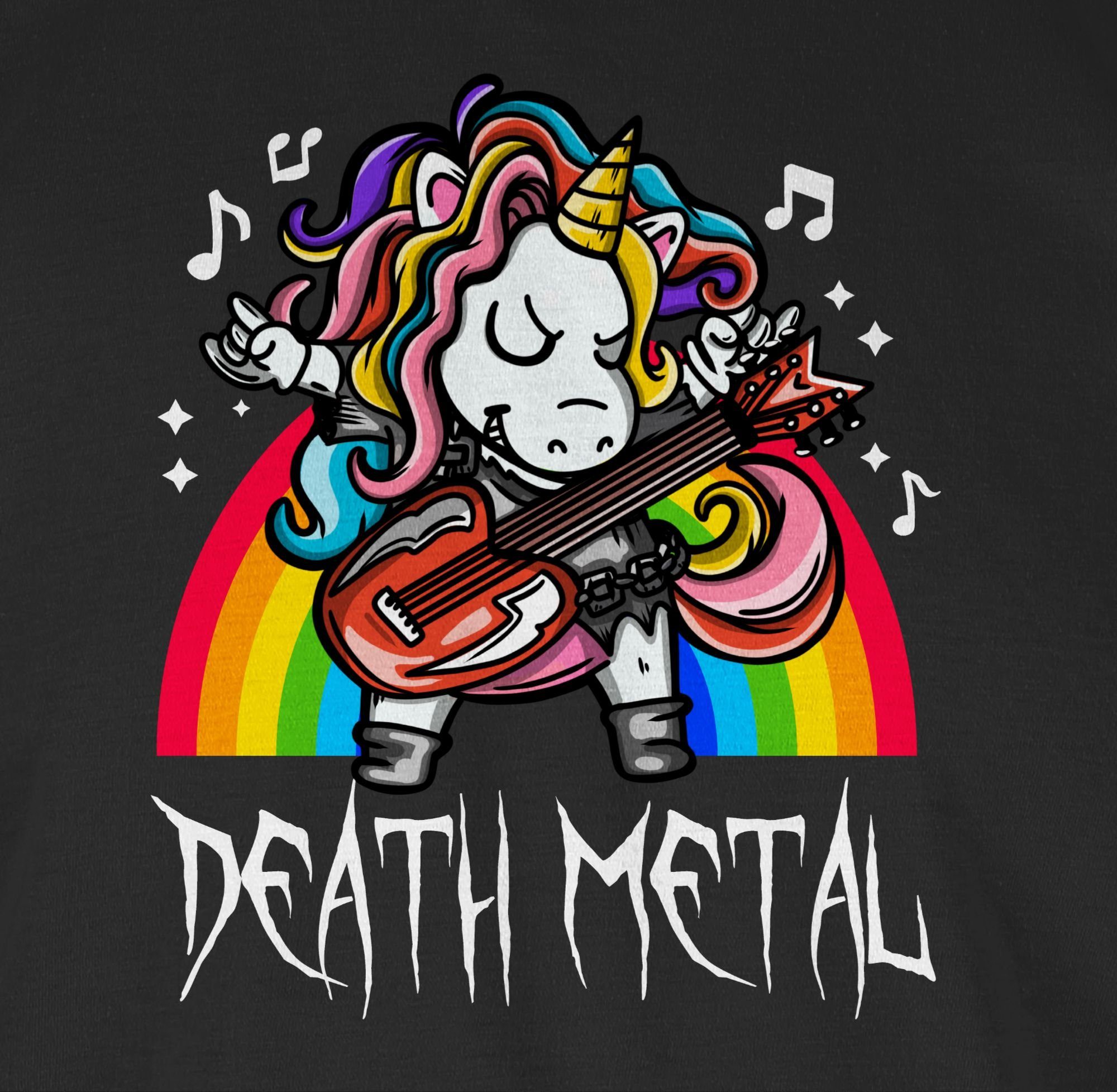 Shirtracer T-Shirt Death Metal Einhorn Schwarz 01 Einhorn Geschenk