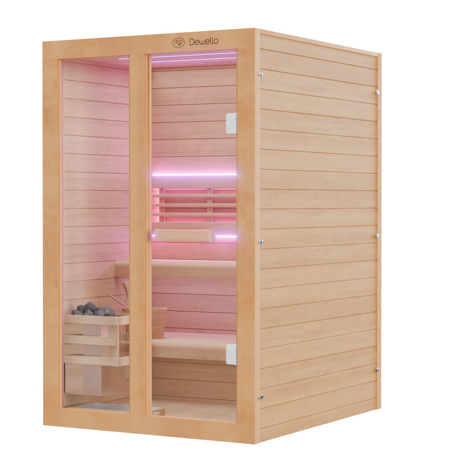 Dewello Sauna TOFINO 120x140 Finnische Sauna, 2 Personen, Saunaofen, Harvia 3,5KW, BxTxH: 120 x 140 x 190 cm