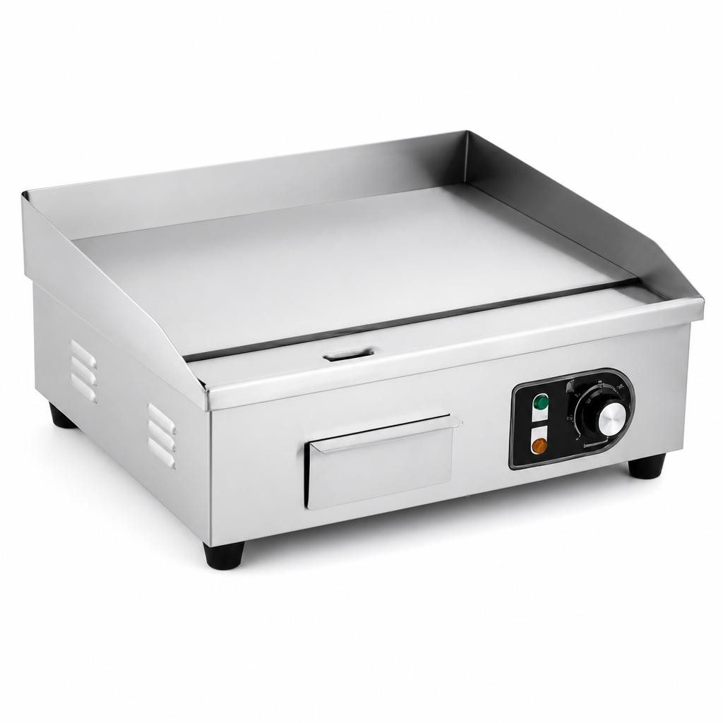 GarveeMore Elektrogrill Elektro Grillplatte Bratplatte Elektrogrill Griddleplatte Bräter, 3000 W, Fettfangrinne, Spritzschutz, frontseitige Bedienelemente