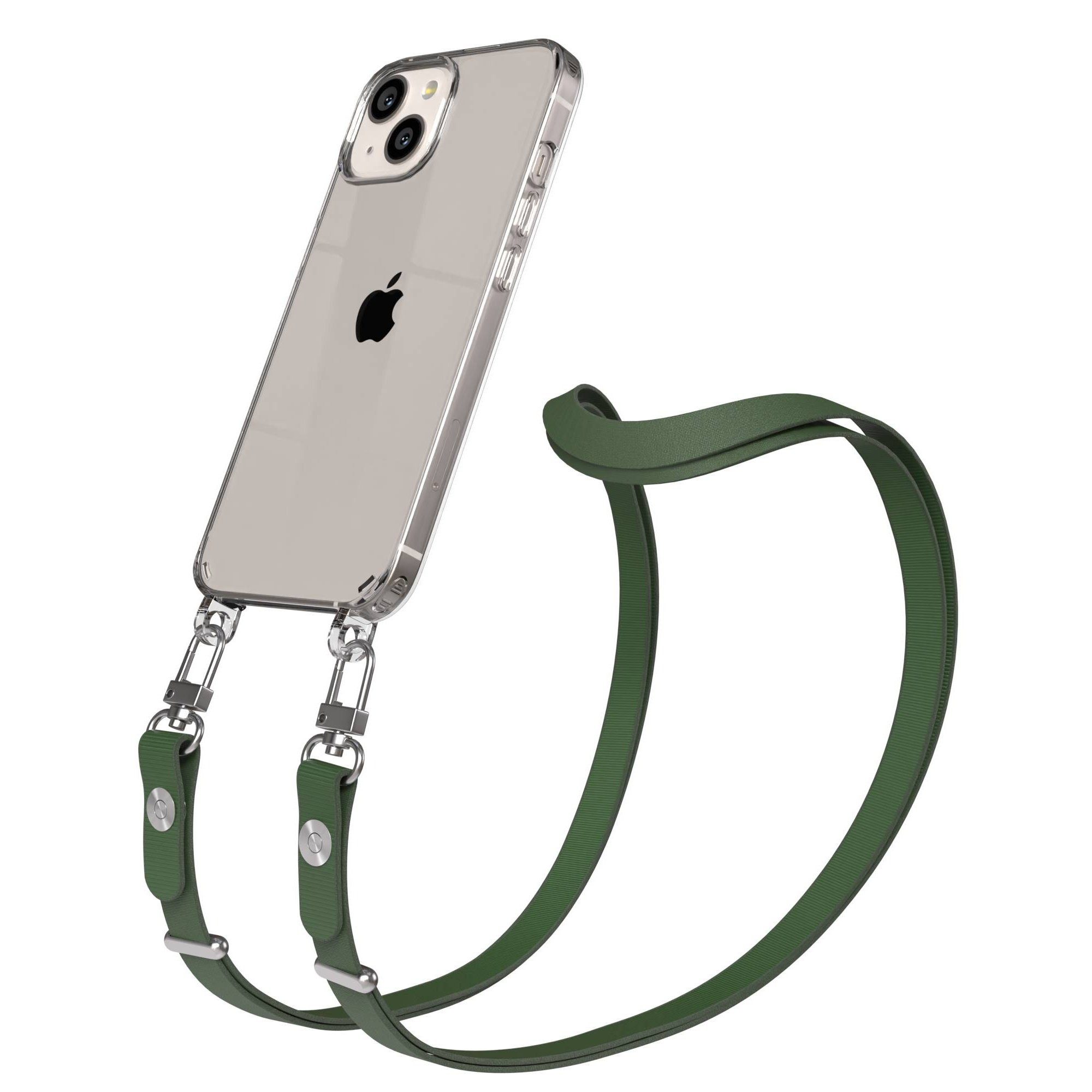 EAZY CASE Handykette für Apple iPhone 13 Handyhülle mit Handyband magnetisch, Kordel fürs Handy in Dunkelgrün mit flexibler Länge und Magnetband