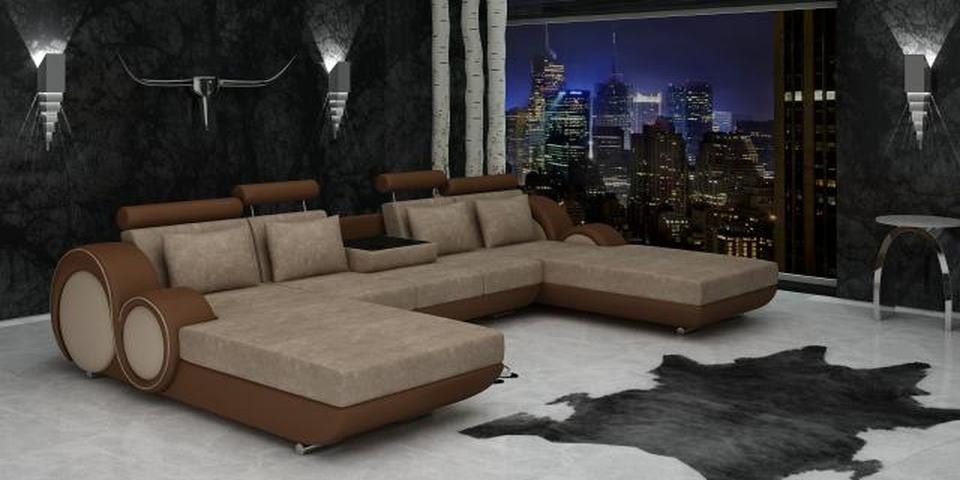 JVmoebel Wohnlandschaft Textilsofa Stoffsofa Berlin U-Form + USB Ecksofa Designer Sofa, Made in Europa