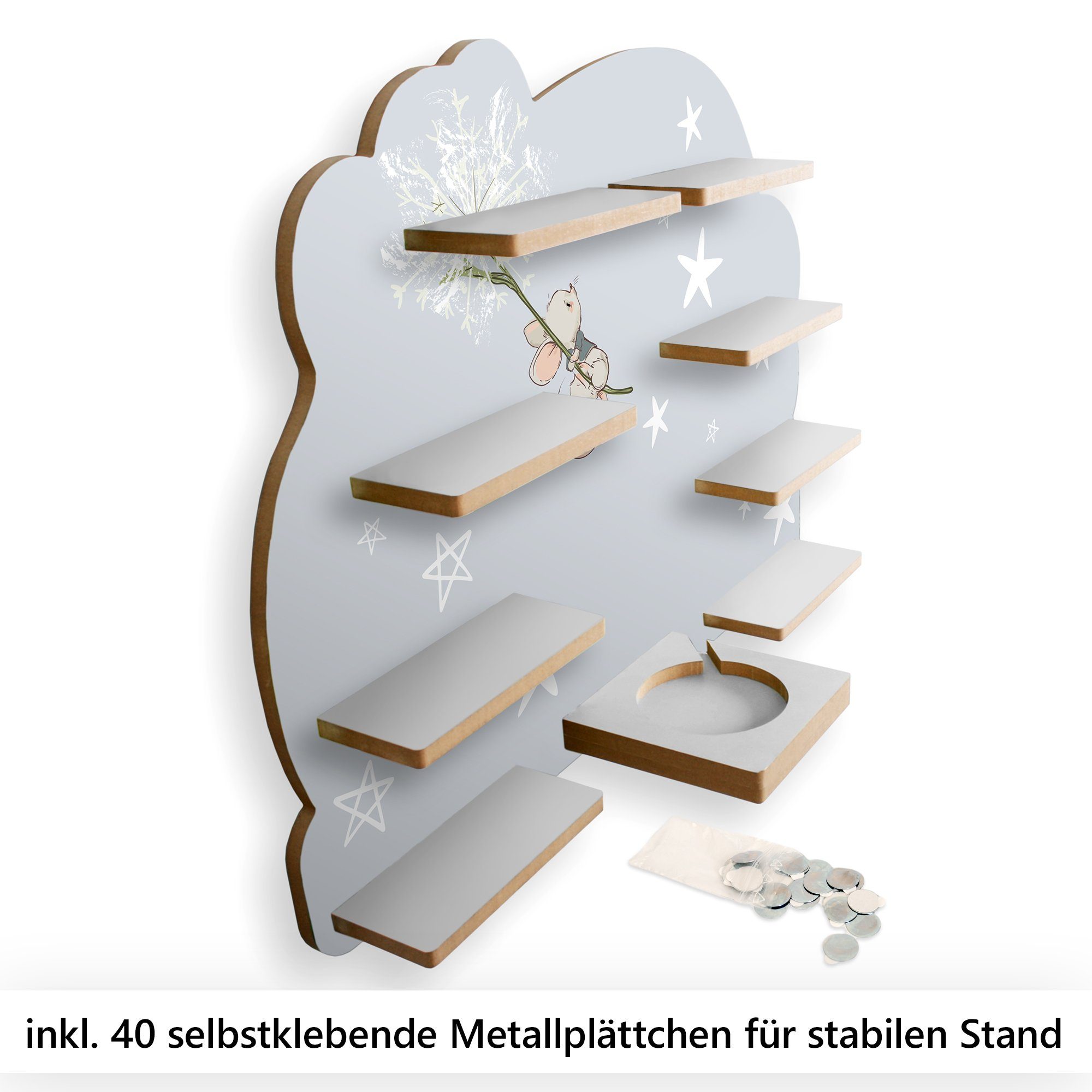Kreative Feder Wandregal MUSIKBOX-REGAL TONIES TONIE-BOX Kleine 40 für inkl. Maus, Metallplättchen und