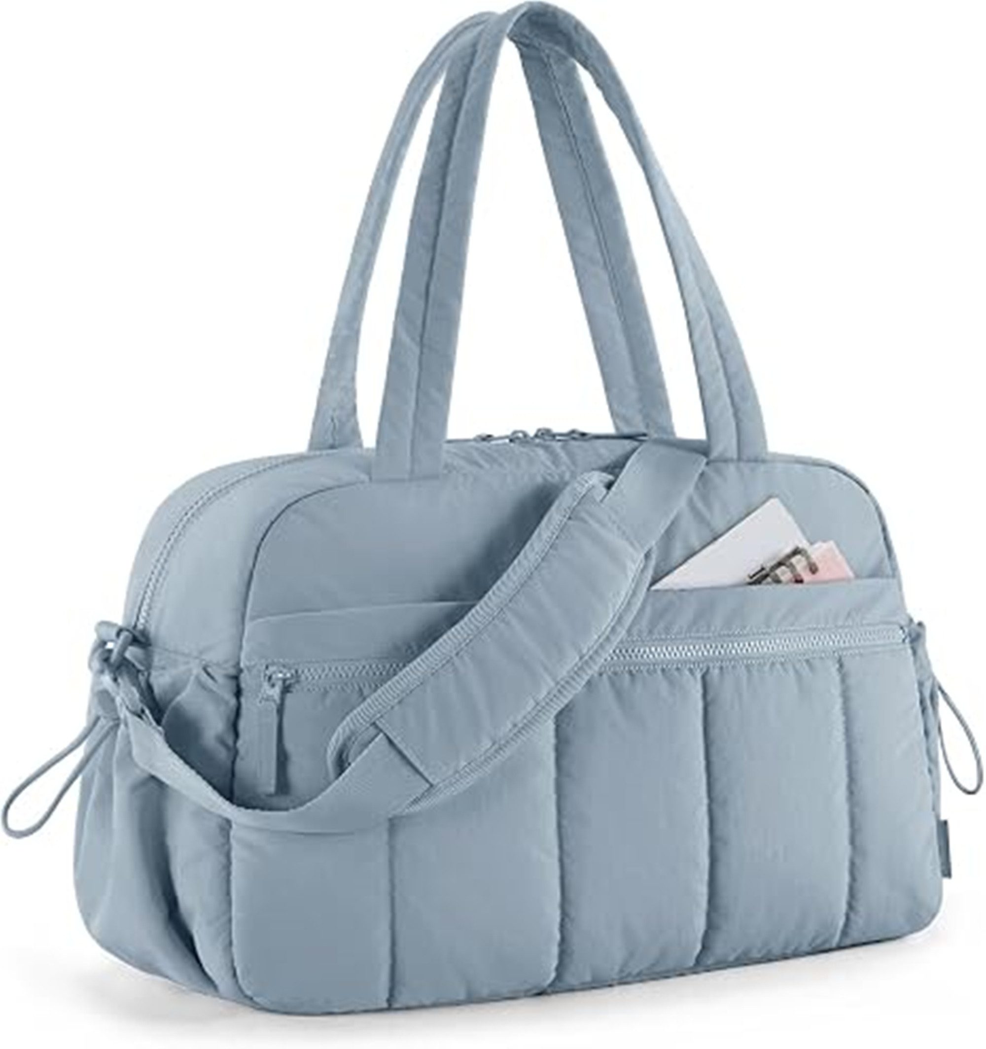 Forrlite Reisetasche Reisetasche Puffer, Sporttasche Damen 24L Weekender Wickeltasche (Wasserabweisend Travel Bag Handgepäck Gym Bag Kliniktasche Geburt Krankenhaustasche Mit PVC Nasse Tasche Für Fitness, Schwarz)