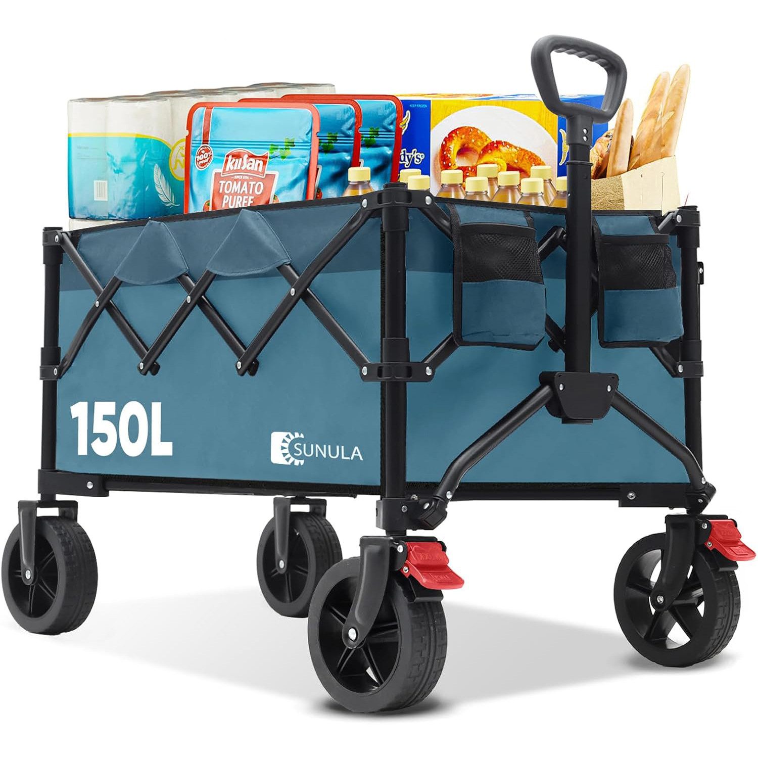 SUNULA Bollerwagen Handwagen Faltbar Bollerwagen, 150 L, Gartenwagen bis 150 kg belastbar