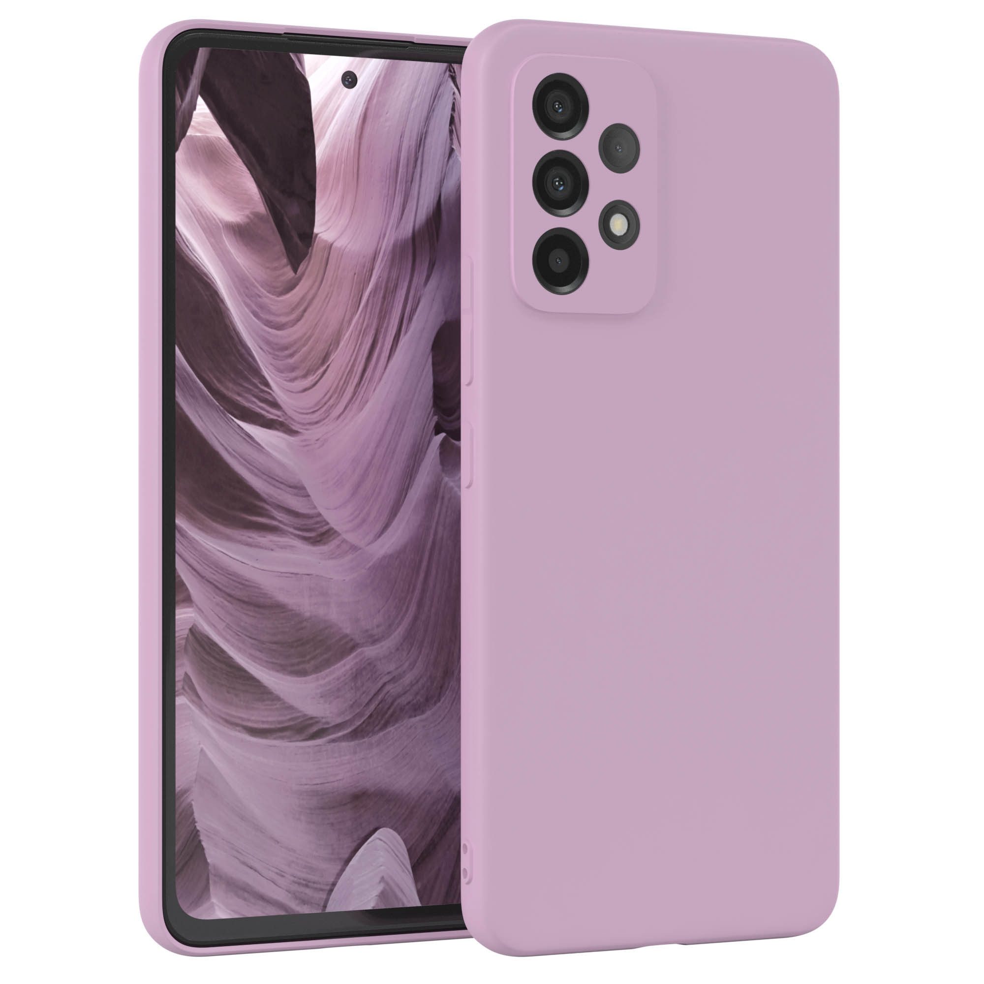 EAZY CASE Handyhülle für Samsung Galaxy A53 5G Hülle Silikon 6,5 Zoll, Hülle mit Kameraschutz handycover Soft Smart Slimcover Lila / Flieder