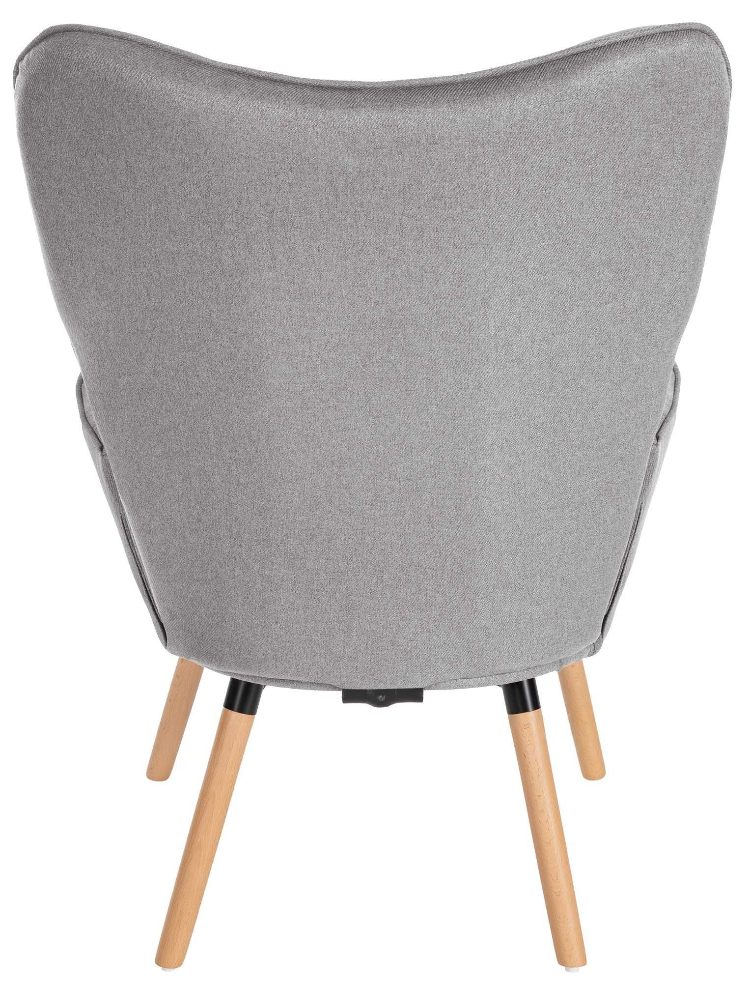 aus grau Stuhl Gestell mit Loungesessel und Stoff-Bezug CLP Garding, Buchenholz