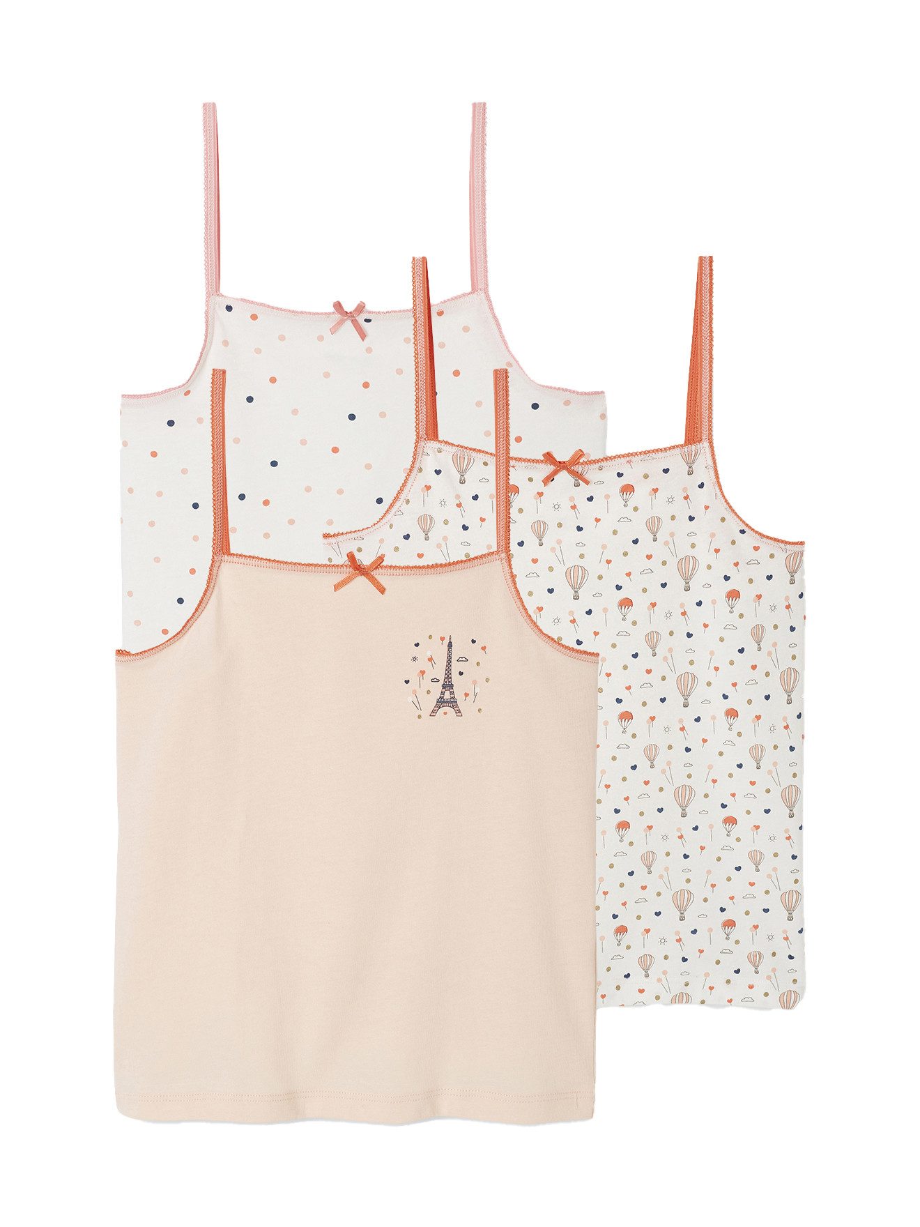 Unterhemd 3er-Pack Mädchen Unterhemden mit Print, Baumwolle