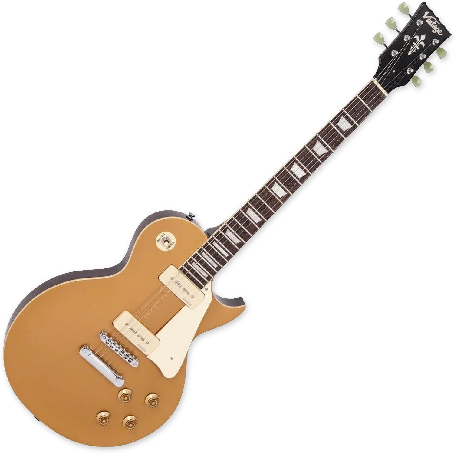 Vintage Guitars E-Gitarre Vintage E-Gitarre V100GT Reissued Gold Top, LP-Style Form, Reissued Serie, 1-St., E-Gitarre, Mit Wilkinson Hardware