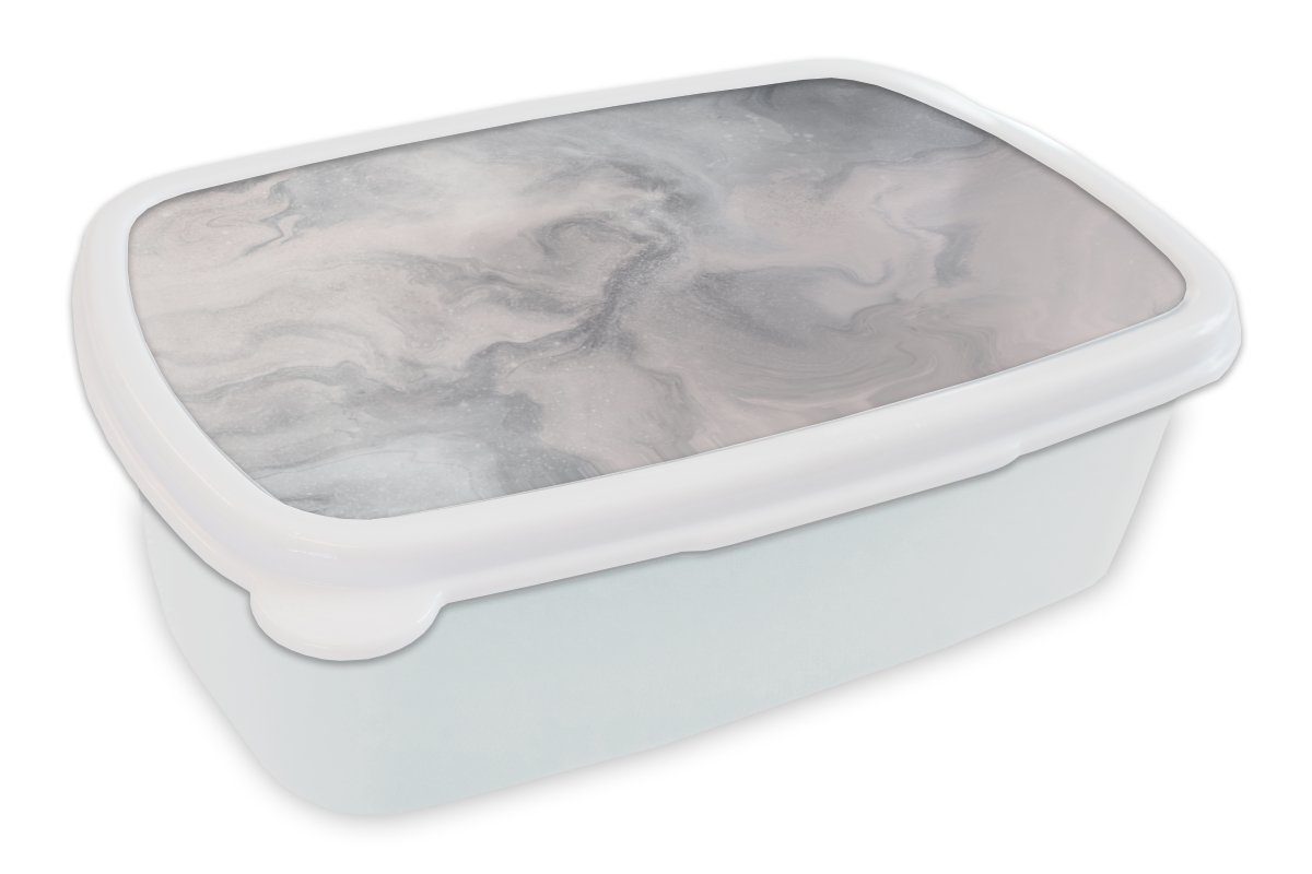 MuchoWow Lunchbox Wolken - Abstrakt - Malen, Kunststoff, (2-tlg), Brotbox für Kinder und Erwachsene, Brotdose, für Jungs und Mädchen weiß