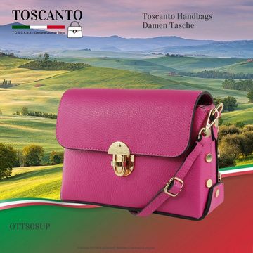 Toscanto Umhängetasche Toscanto Tasche fuchsia, pink (Umhängetasche), Damen Umhängetasche Leder, fuchsia, pink, Größe ca. 22cm