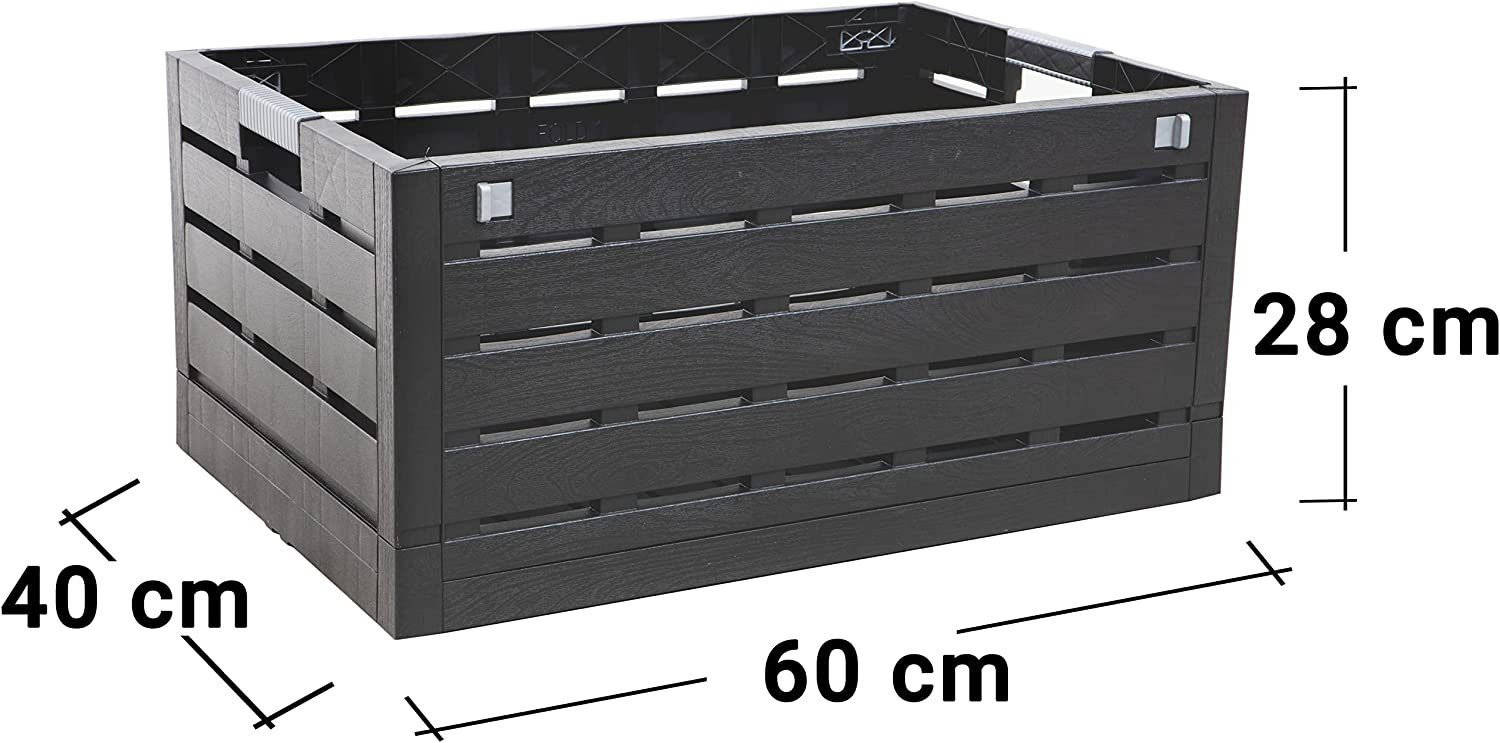Centi Klappbox Faltbox mit Holzdekor, aus robustem Kunststoff, 60