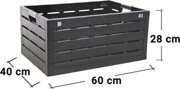 Centi Klappbox Faltbox, Einkaufskorb mit Holzdekor, aus robustem Kunststoff, 60 l, 60 x 40 x 28 cm Fb. anthrazit, Made in Europe