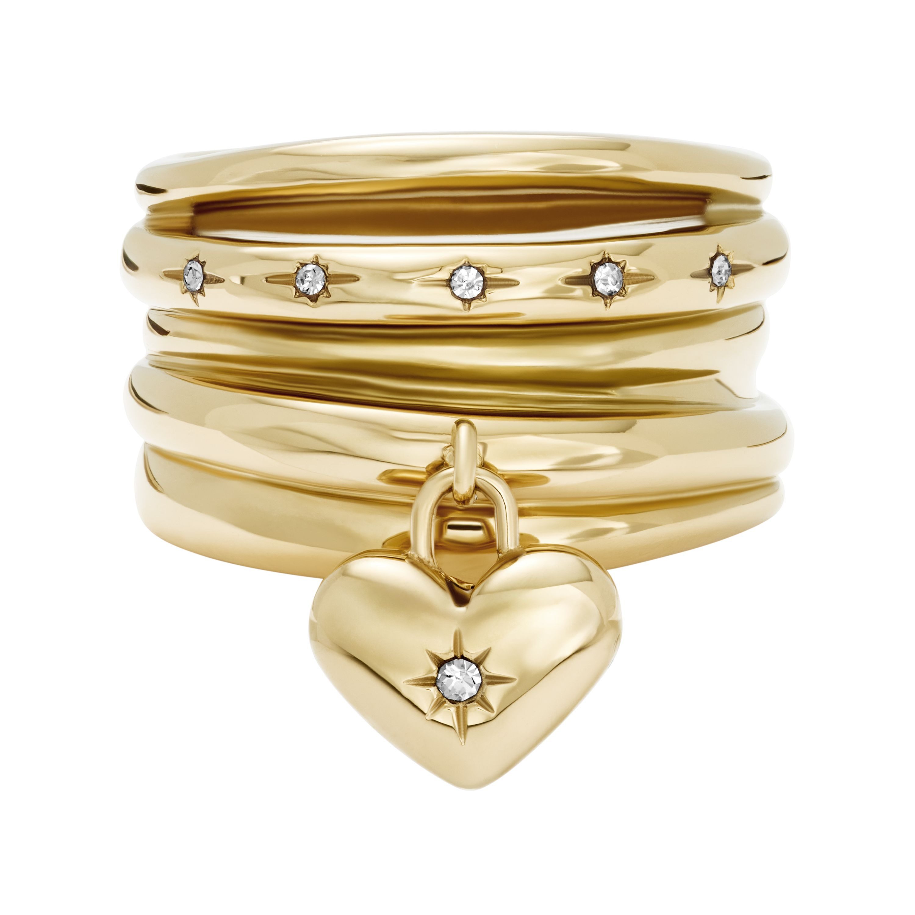 Fossil Fingerring Schmuck Geschenk Edelstahl Ring SADIE, mit Glasstein
