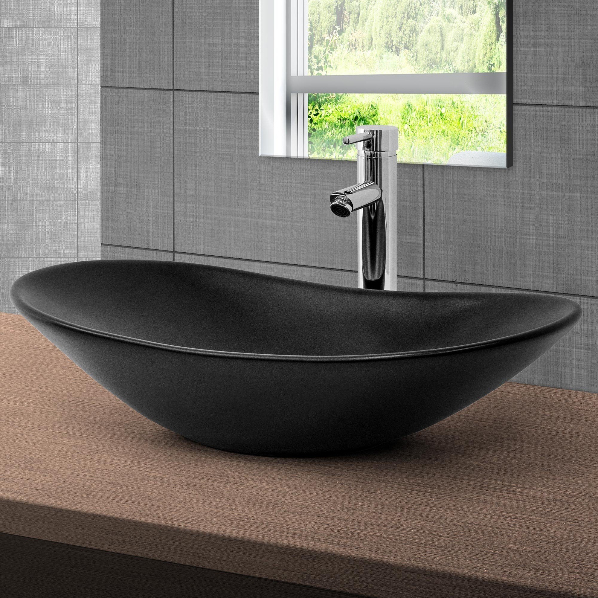 ML-DESIGN Waschbecken Waschbecken Ovalform 63x36x15,5 cm Schwarz matt aus  Keramik ML-Design