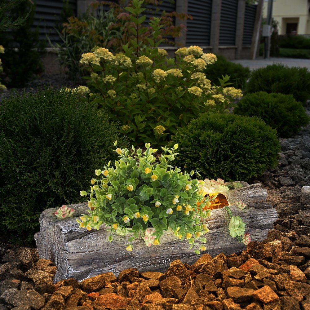 Blumentopf verbaut, Beleuchtet Pflanzgefäß für Licht fest LED Solar LED-Leuchtmittel Warmweiß, Solarleuchte, etc-shop Deko Haus