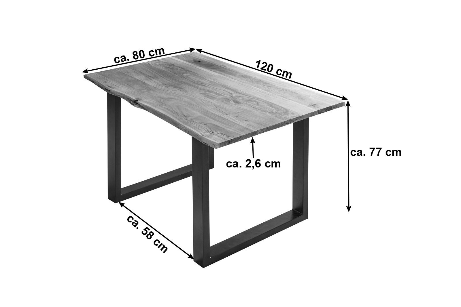 Loreno® Baumkantentisch Billie, massives Akazienholz, natürliche günstig online kaufen