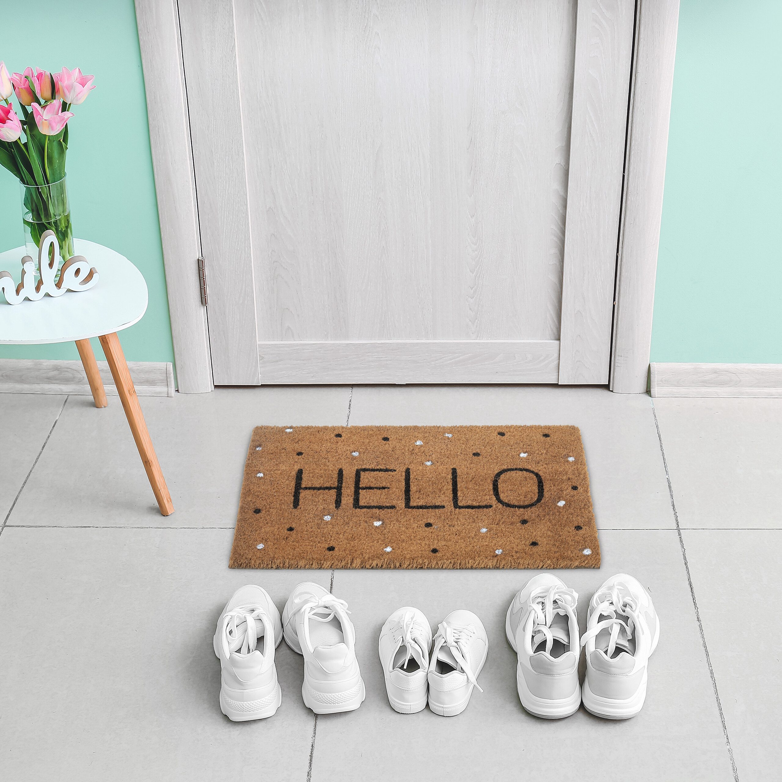 relaxdays Fußmatte Kokos Fußmatte Hello mit günstig online kaufen