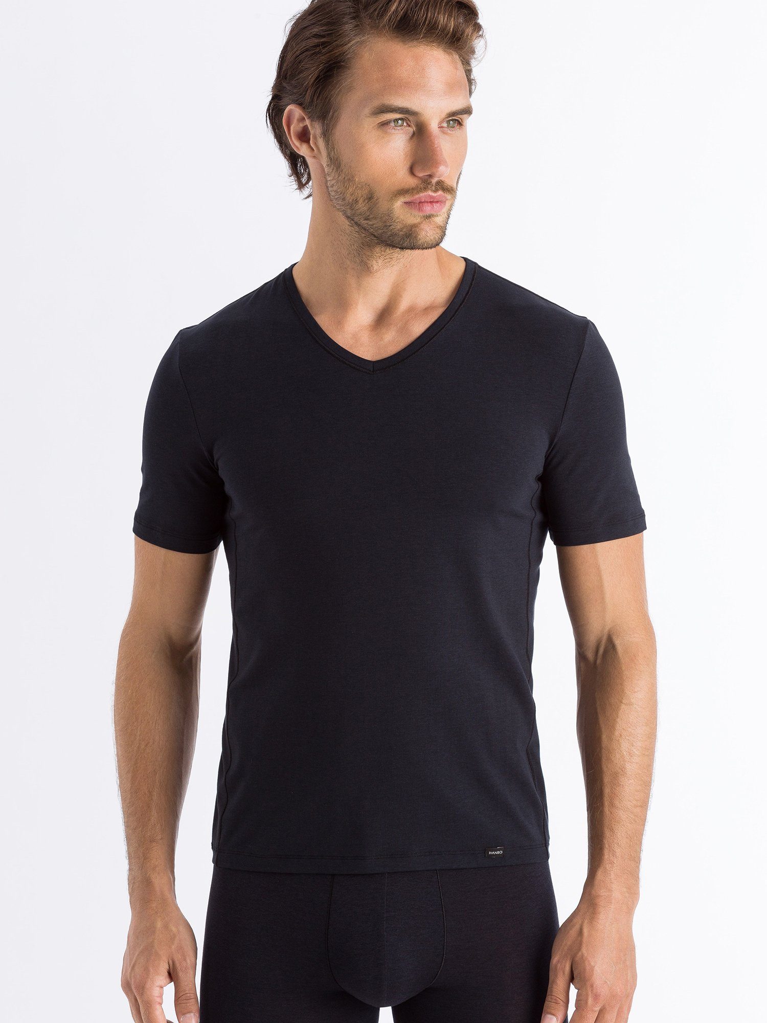 Natural V-Shirt black Hanro deep (1-tlg) Function