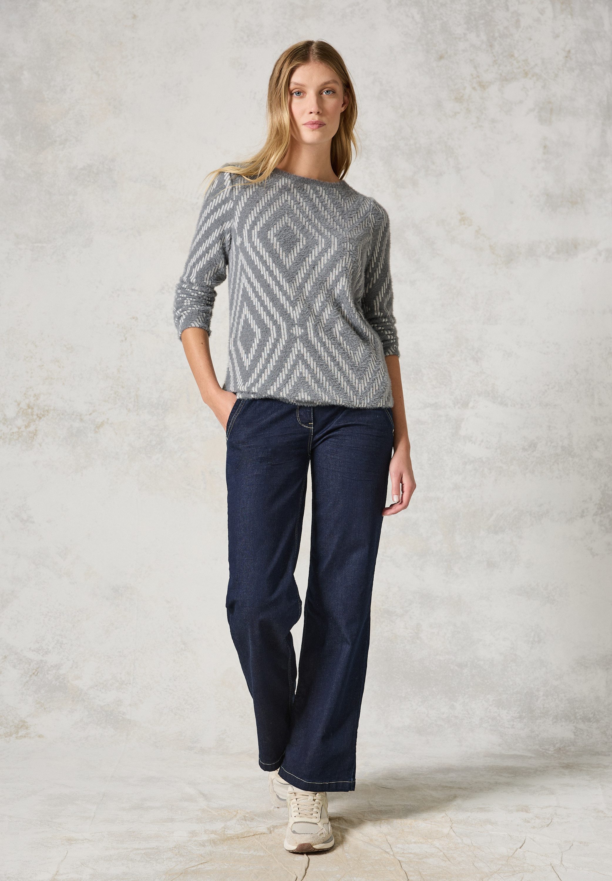 CECIL Langarmshirt Jacquard