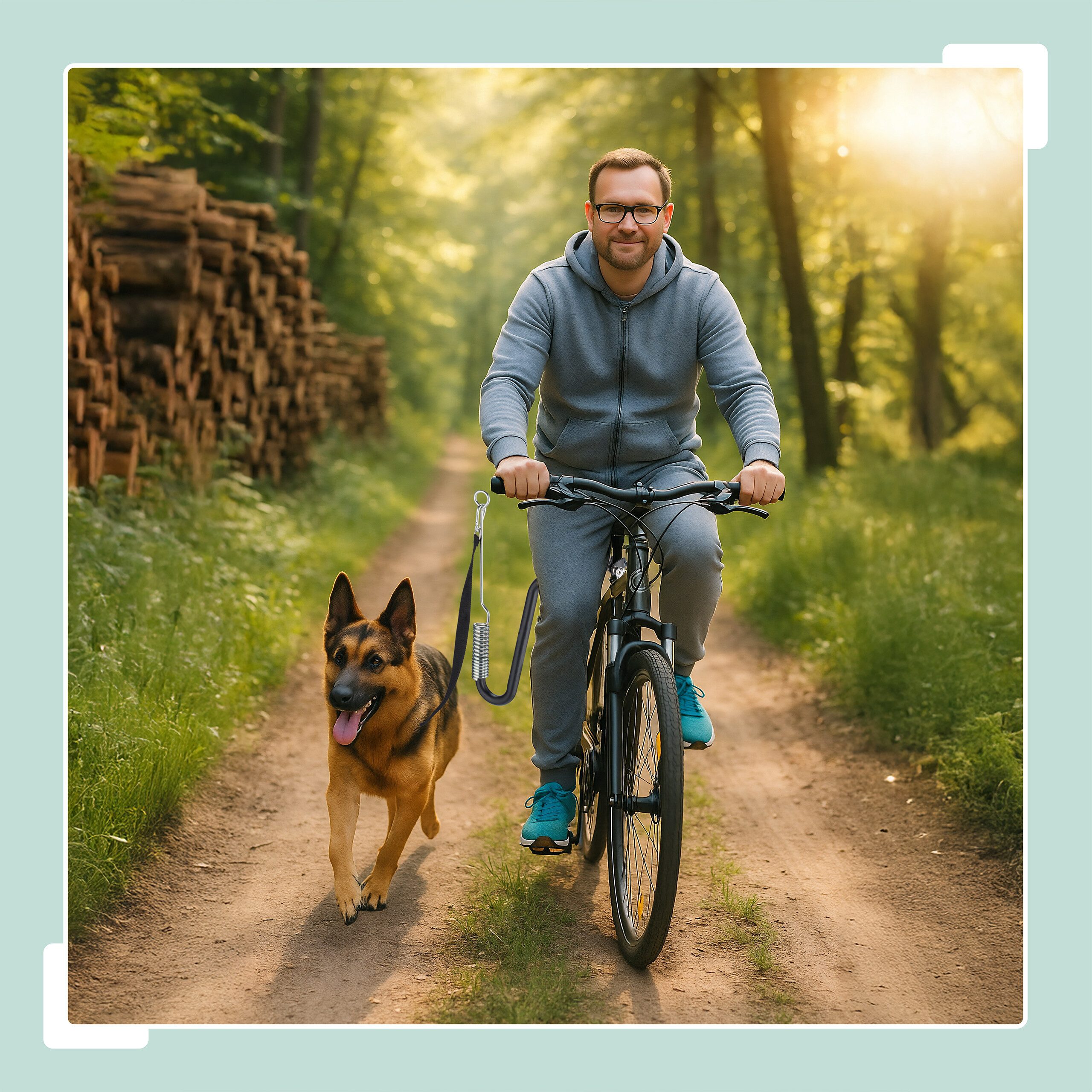 relaxdays Fahrradleine für Hunde mit Abstandhalt, Stahl