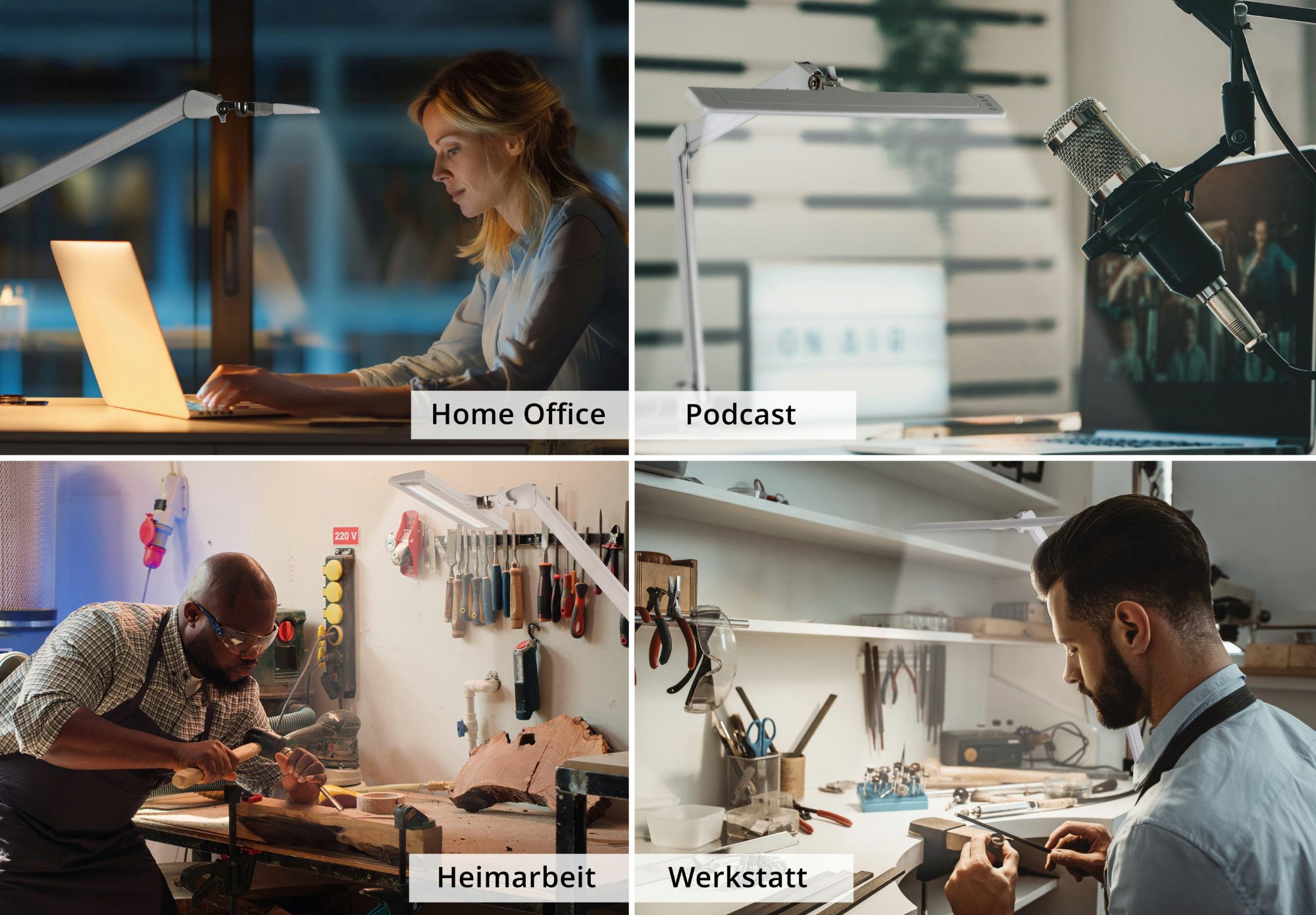 Showlite LED Schreibtischlampe AL-6012 Arbeitsplatzleuchte, dimmbar, höhenv günstig online kaufen