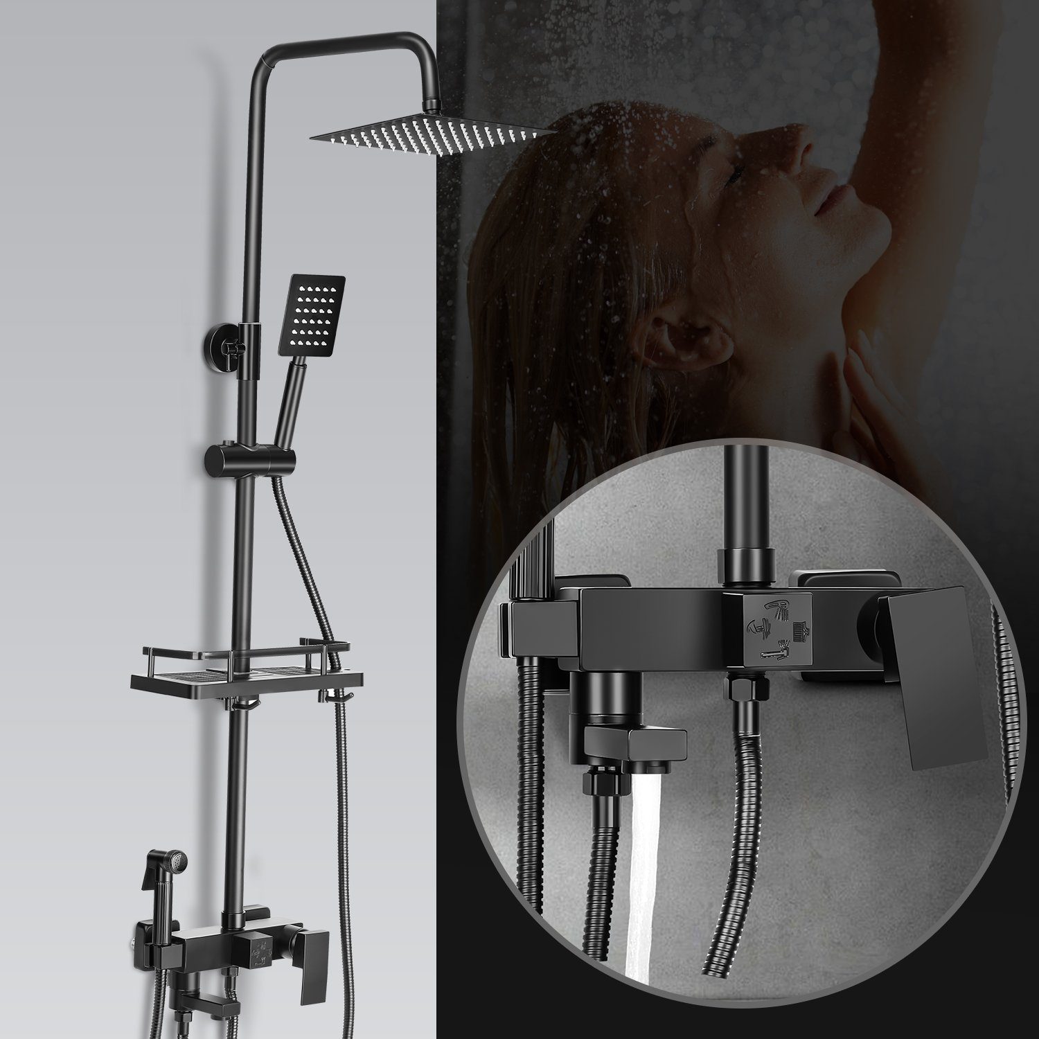 LETGOSPT Brausegarnitur Home Duschsystem Edelstahl Duschsäule, günstig online kaufen