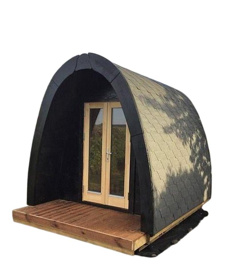 JVmoebel Gartenhaus Tiny House Holzhütte Grau für gemütliche Wochenendausflüge, (Camping Haus), Made in Europe