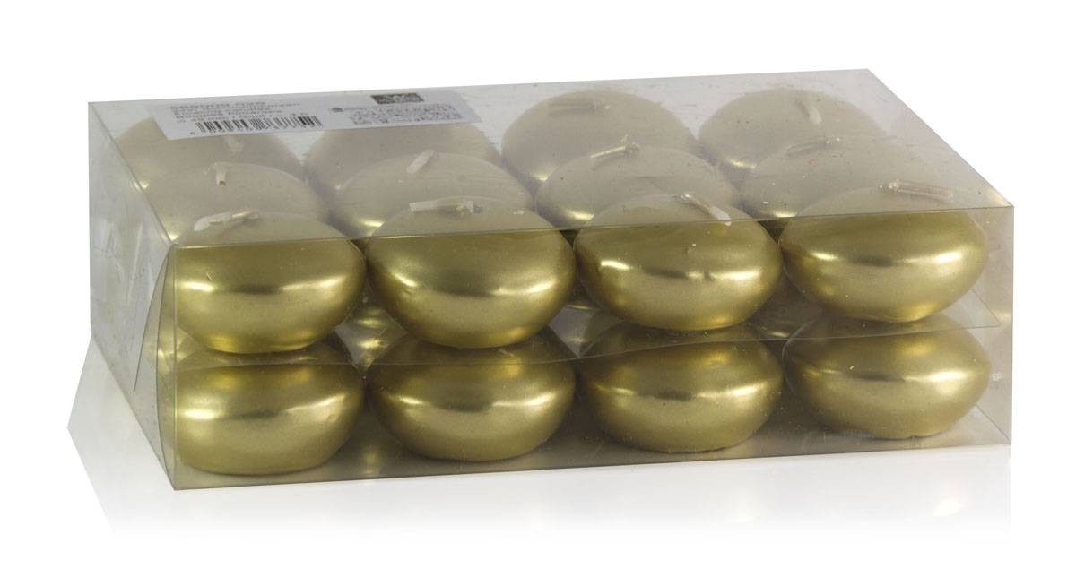 INNA-Glas Schwimmkerze 24er Set Schwimmende Kerzen Ornella, Gold, Ø 4,5cm, 4h