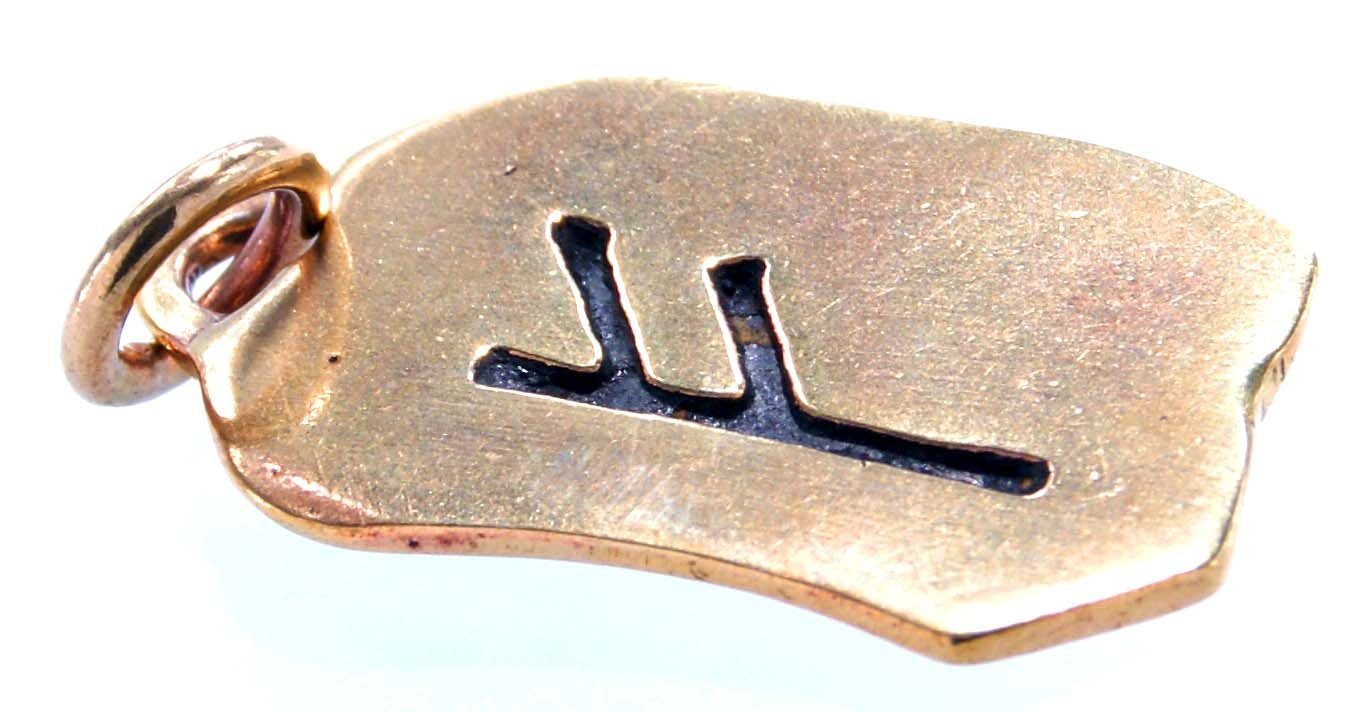 Runen Leather of Reichtum Feoh Bronze Kettenanhänger Kiss Rune Buchstabe F Rind Fehu Anhänger