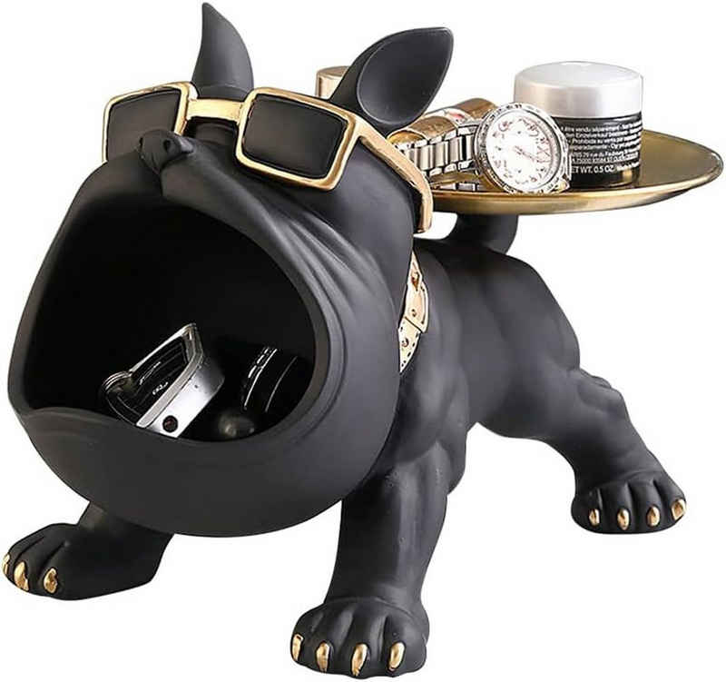 Sarfly Schlüsselbrett Bulldogge Schlüssel Schale Schmuck Aufbewahrungsbox, (1 St., Modern Skulptur Deko für Flur Wohnzimmer), ist aus haltbarem harz