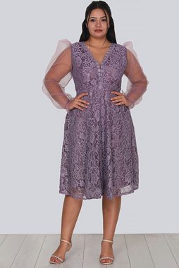 Modabout Abendkleid Damen Midikleid Sommerkleid für große Größen - NELB0588D5150LİL (1-tlg)