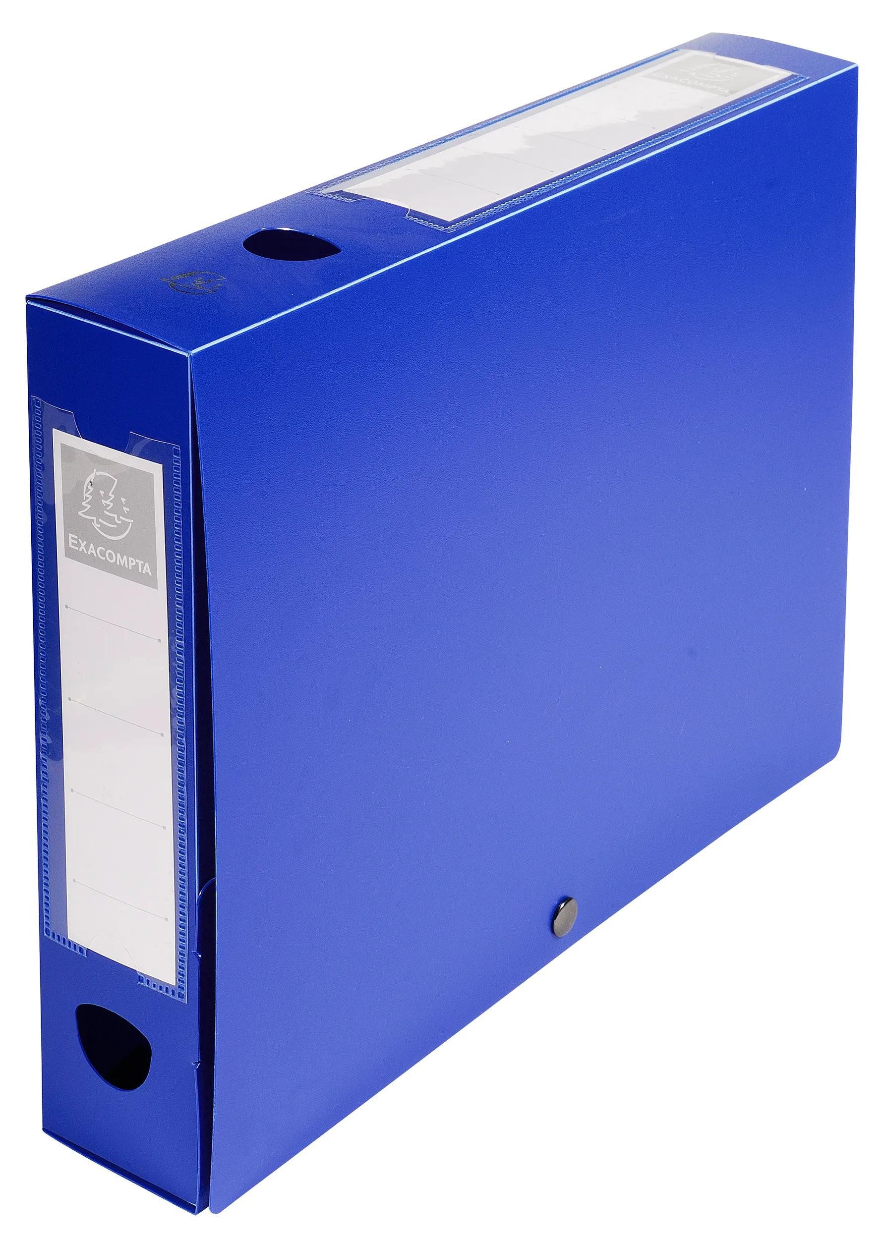 EXACOMPTA Archivcontainer 10x Archivbox + Knopf, PP 700µ, Rücken 60mm, A4, Blau, 59632E, Boxen mit Druckknopf